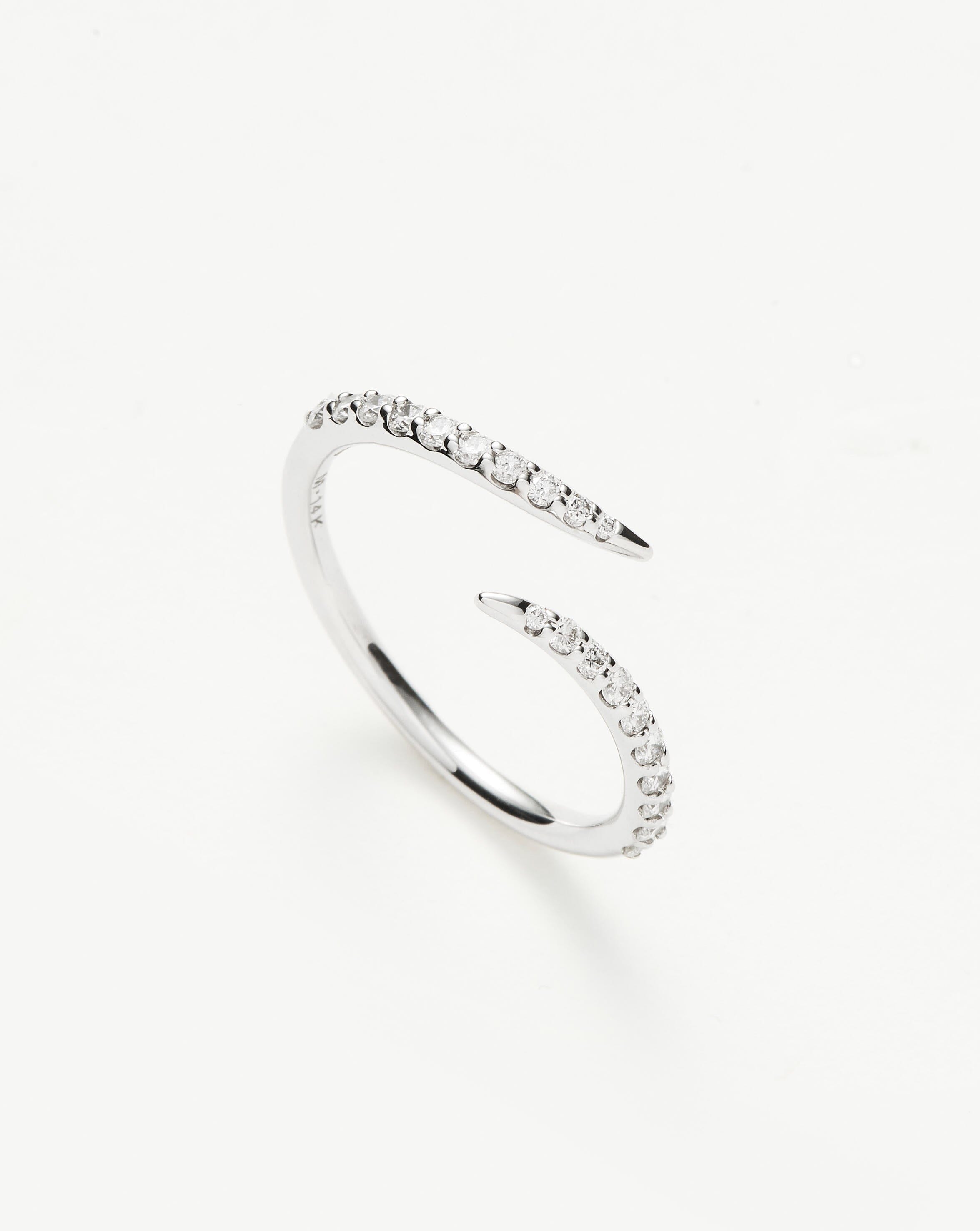 14k White Gold Open Claw Ring with Diamond | Fine Collection