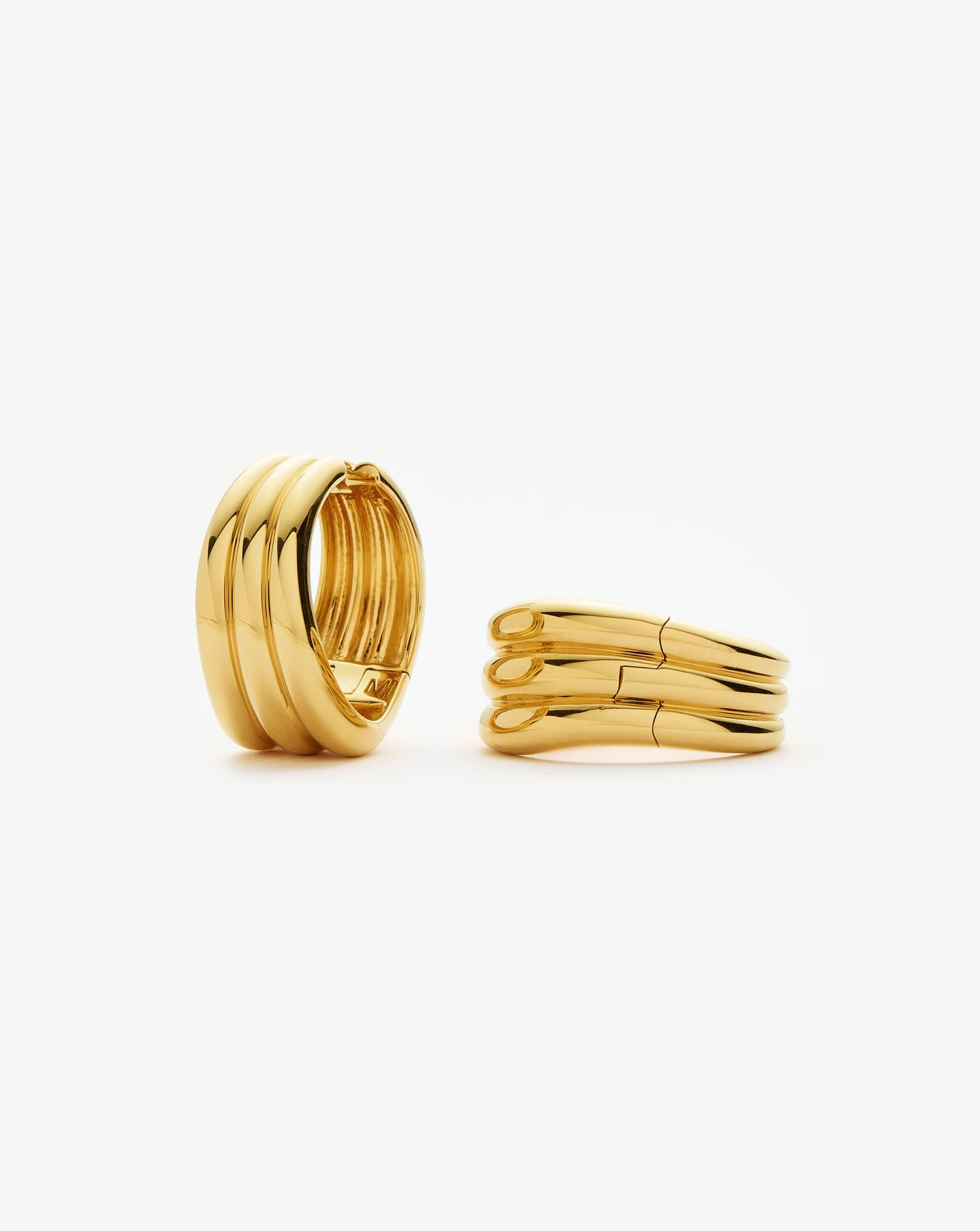 Triple Hoop Earrings in 18k Gold Plated Brass | Savi Medium Hoops