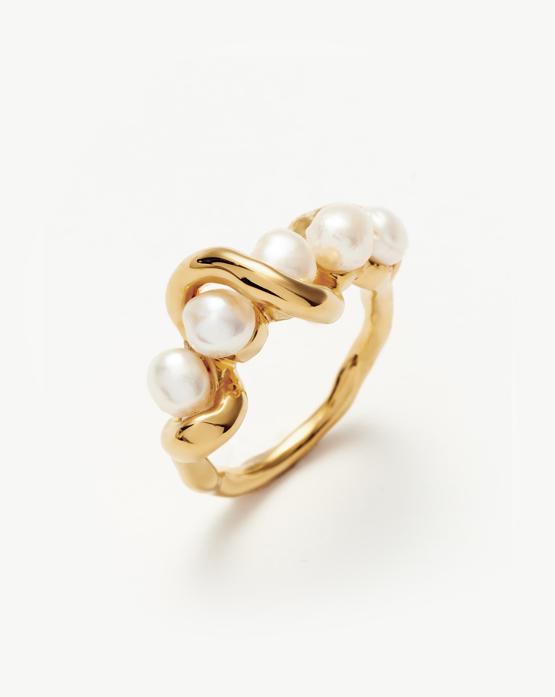 Twisted Pearl Stacking Ring | 18k Gold Vermeil & Freshwater Pearl | Missoma