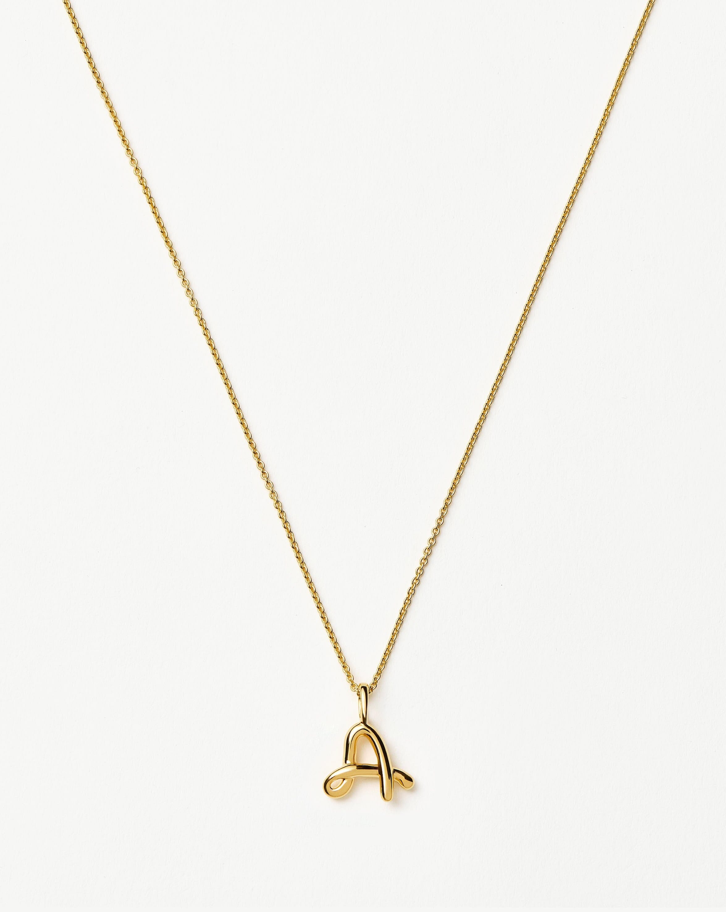 Mini Initial Necklace - 18k Gold Vermeil | Curly Molten