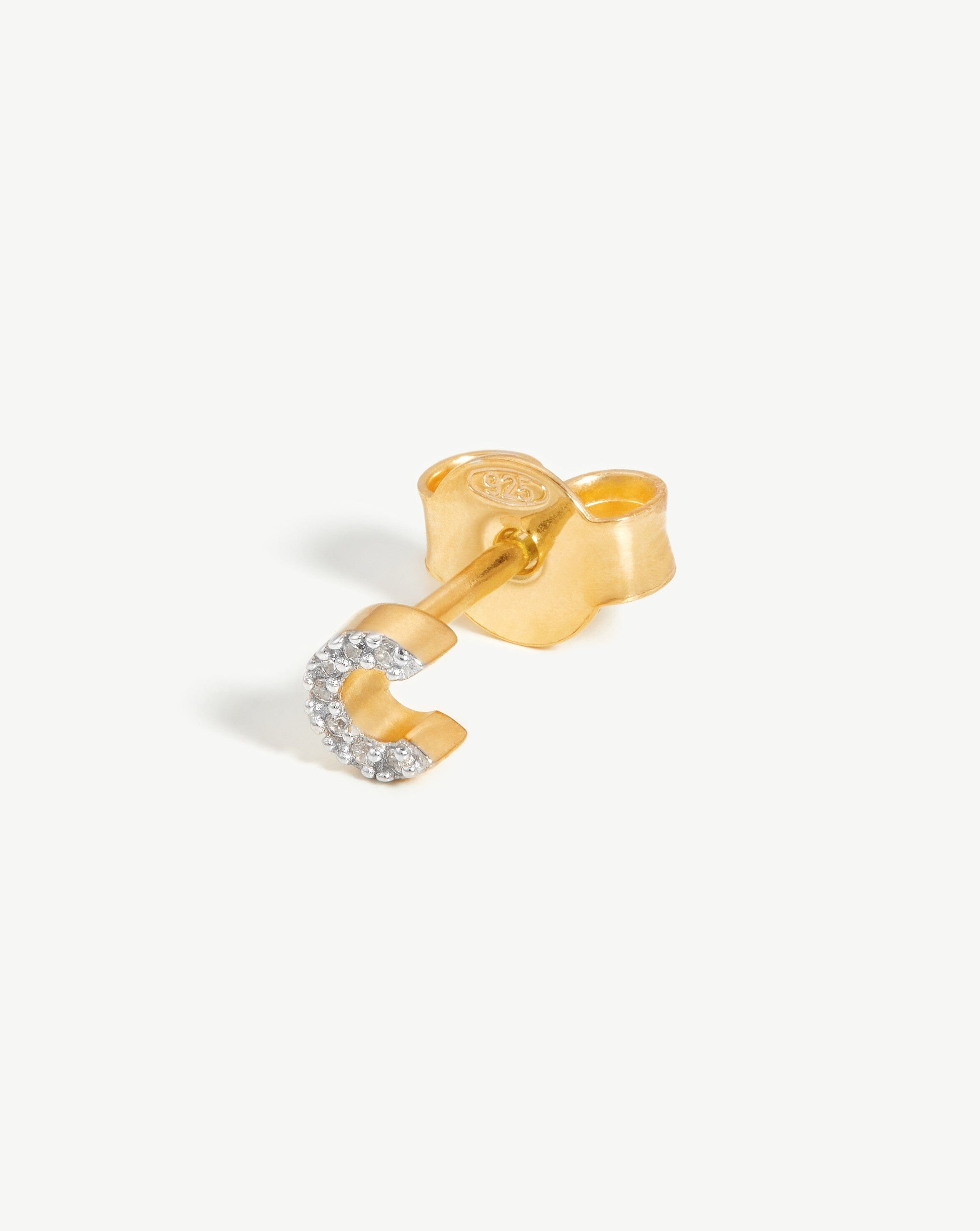 Pave Initial C Stud Earrings | 18k Gold Vermeil & Cubic Zirconia