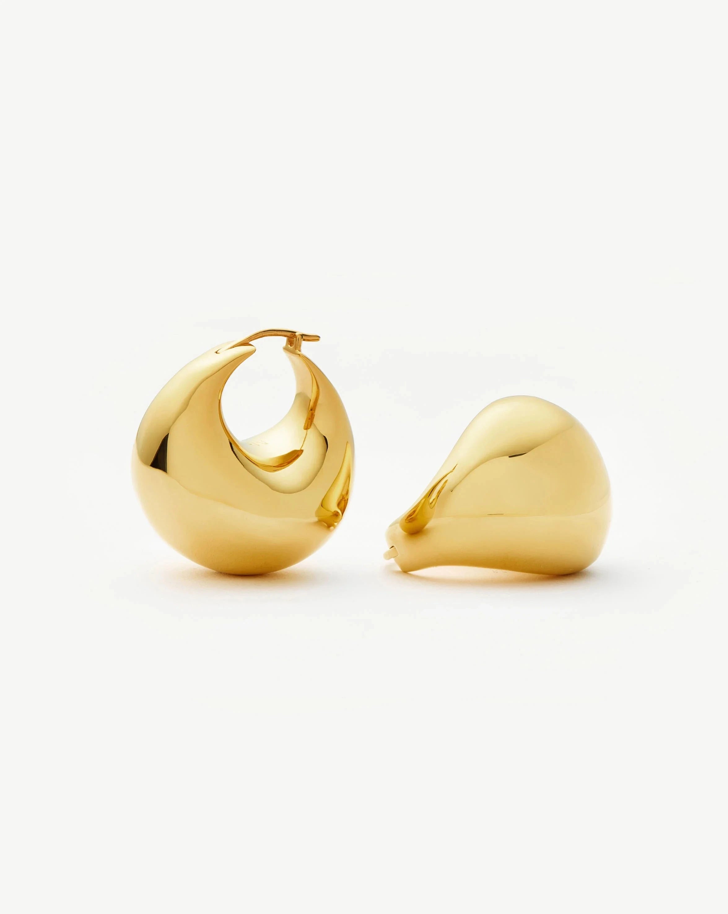 Chunky Dome Hoop Earrings in 18k Gold Plated Brass | Sculptural Design