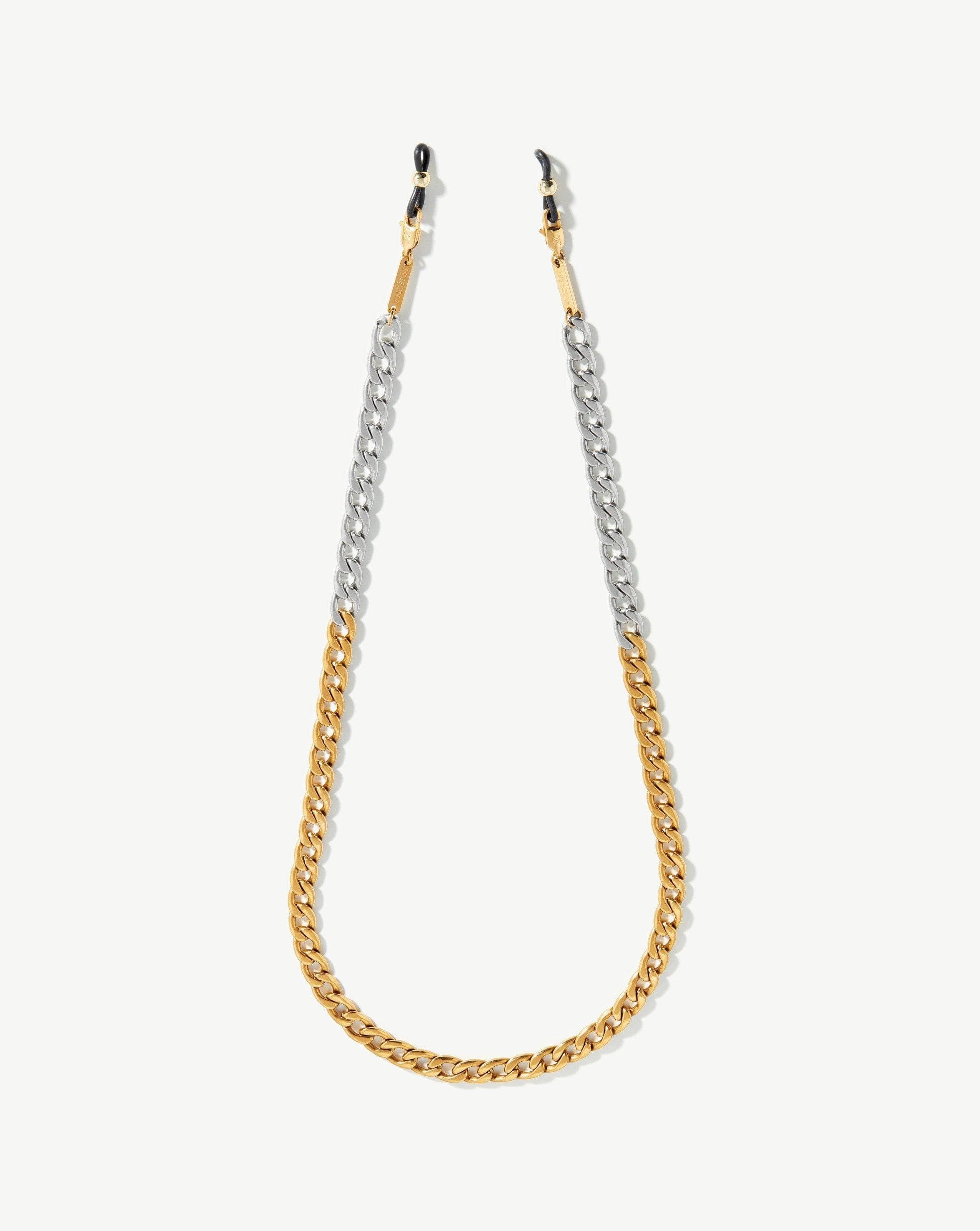 Two Tone Eyewear Chain | 18k Gold & Silver Plated Curb Link