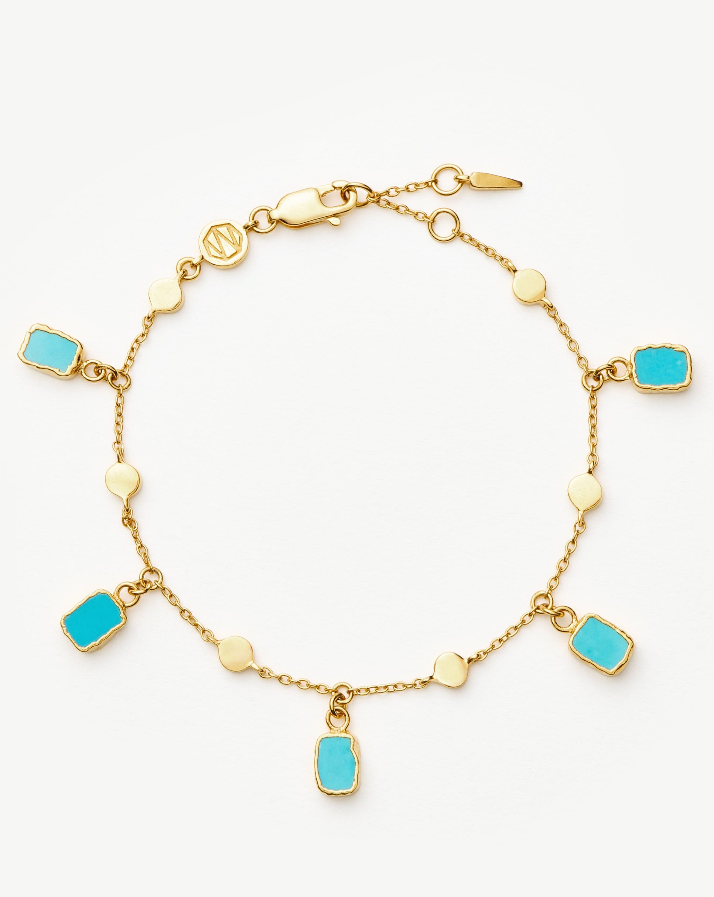 Turquoise Charm Bracelet | 18k Gold Plated & Adjustable | Lena