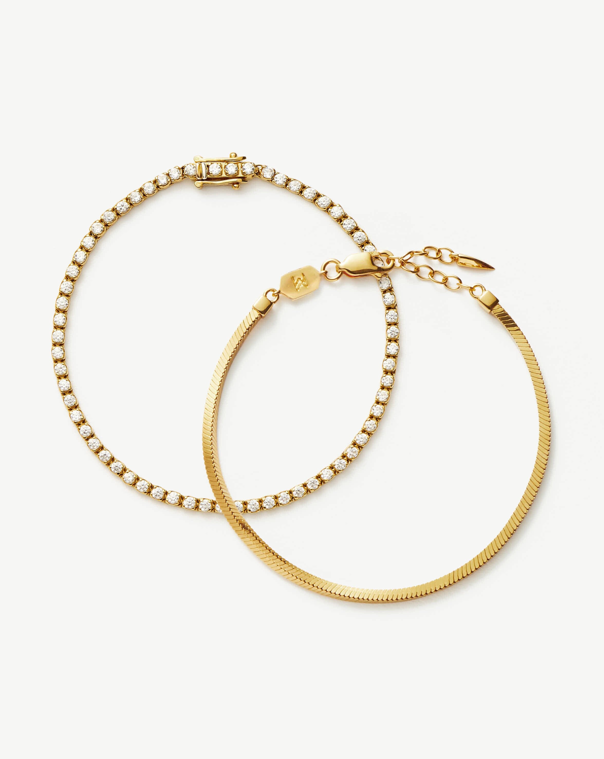 18k Gold Vermeil Tennis & Snake Chain Bracelet Set | Missoma