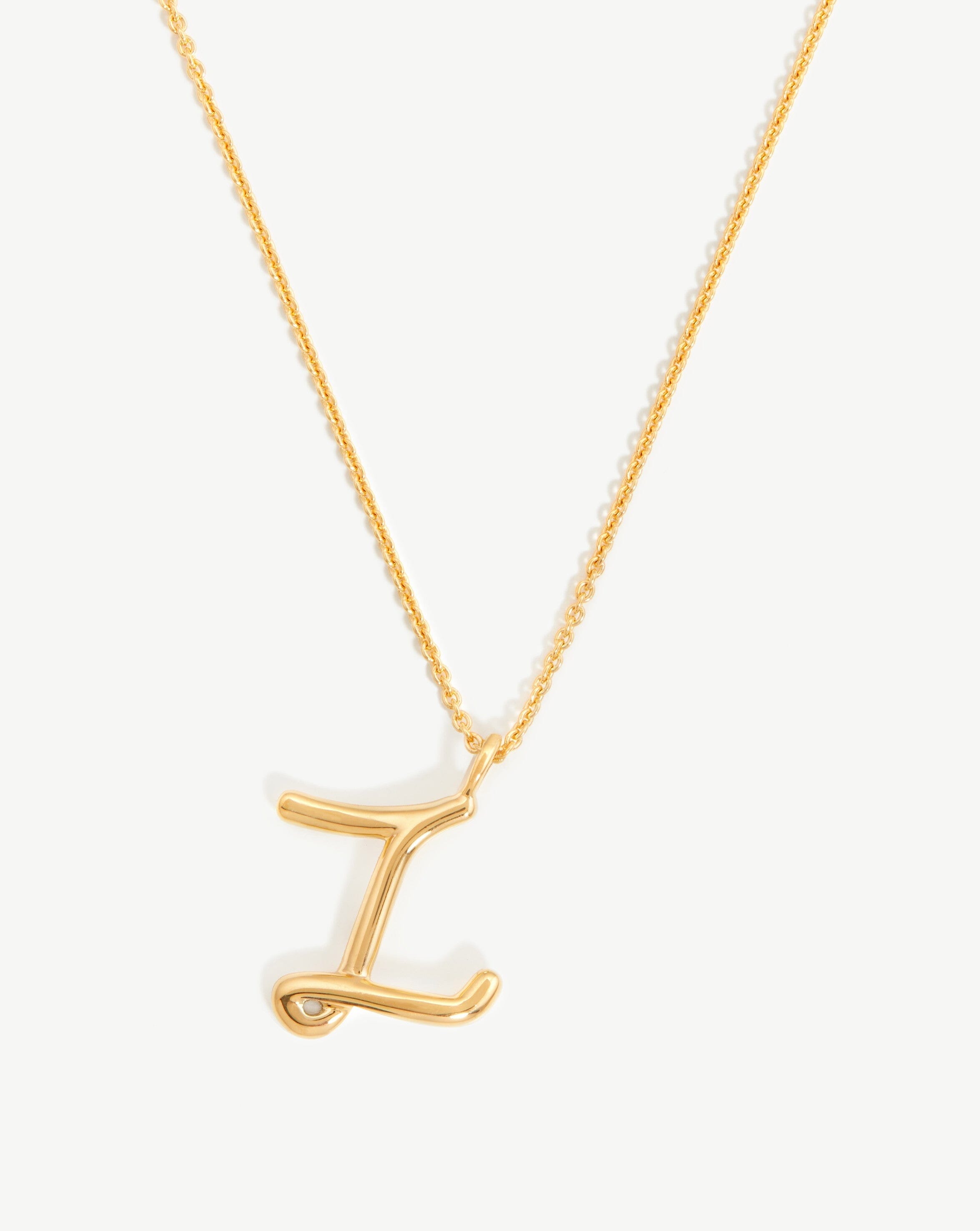 Personalized Initial Pendant Necklace in 18k Gold Vermeil | Curly Molten
