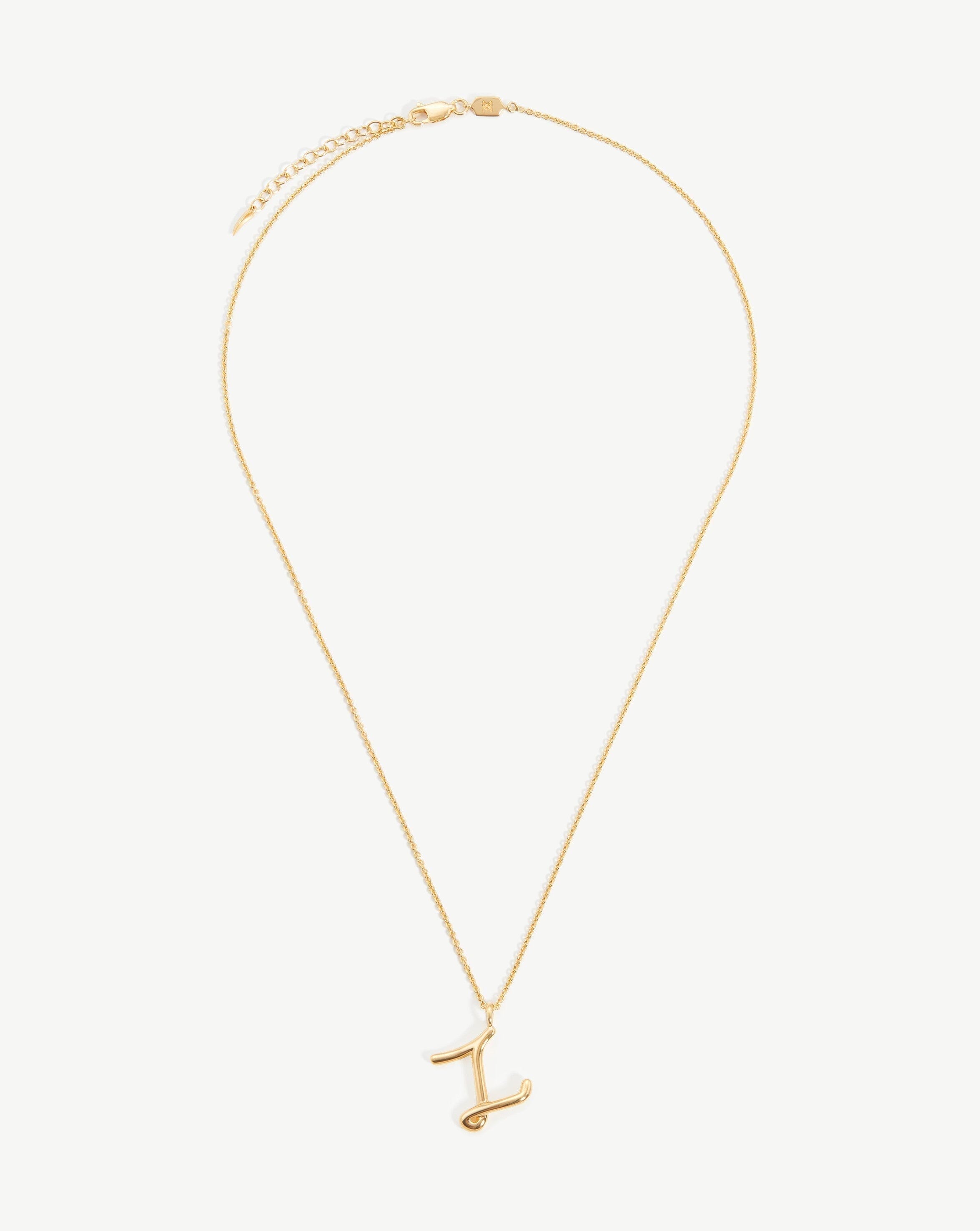 Personalized Initial Pendant Necklace in 18k Gold Vermeil | Curly Molten