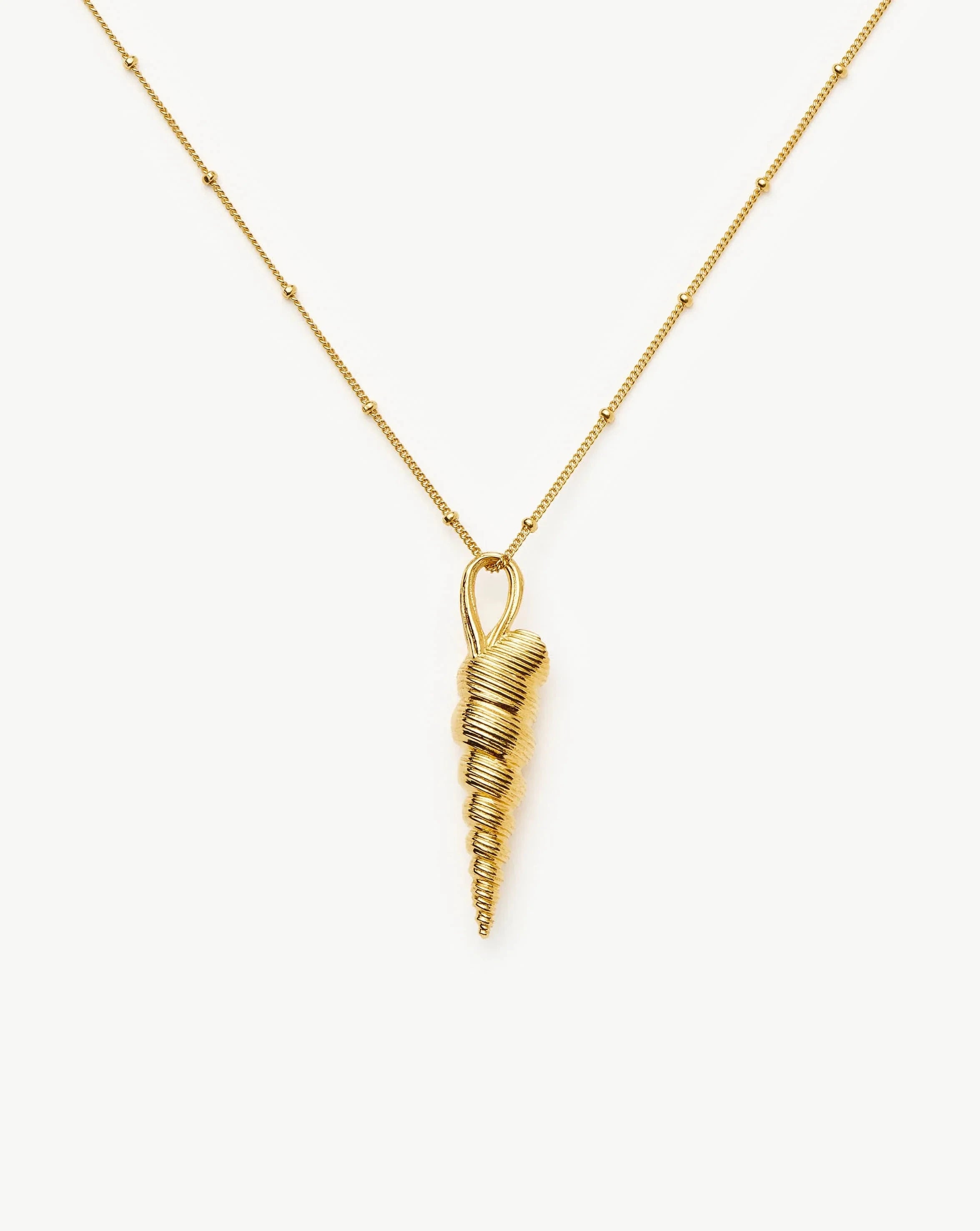 Shell Ridge Pendant Necklace in 18k Gold Plated | Adjustable Bobble Chain