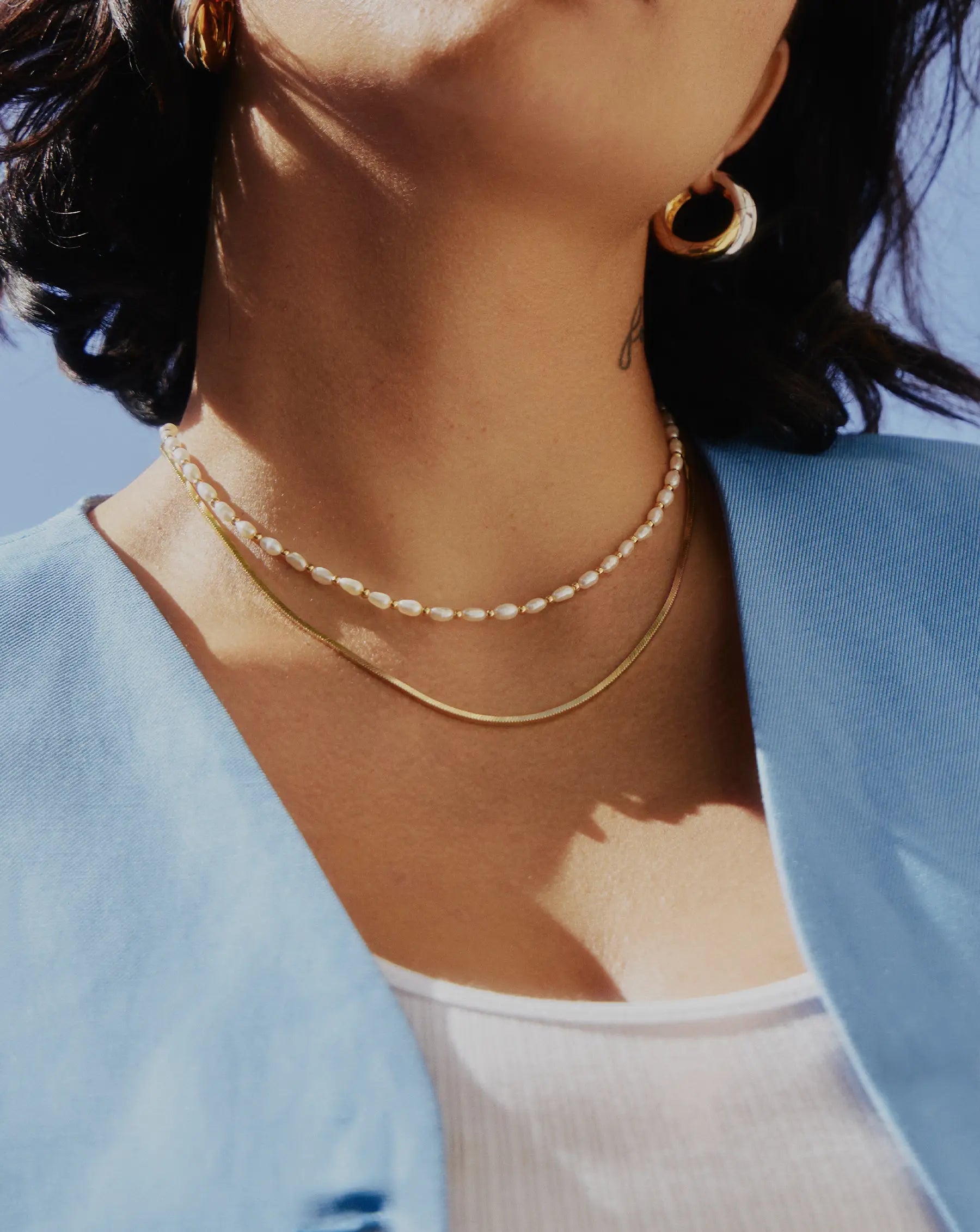 Freshwater Seed Pearl Choker Necklace with Gold Beads | Missoma