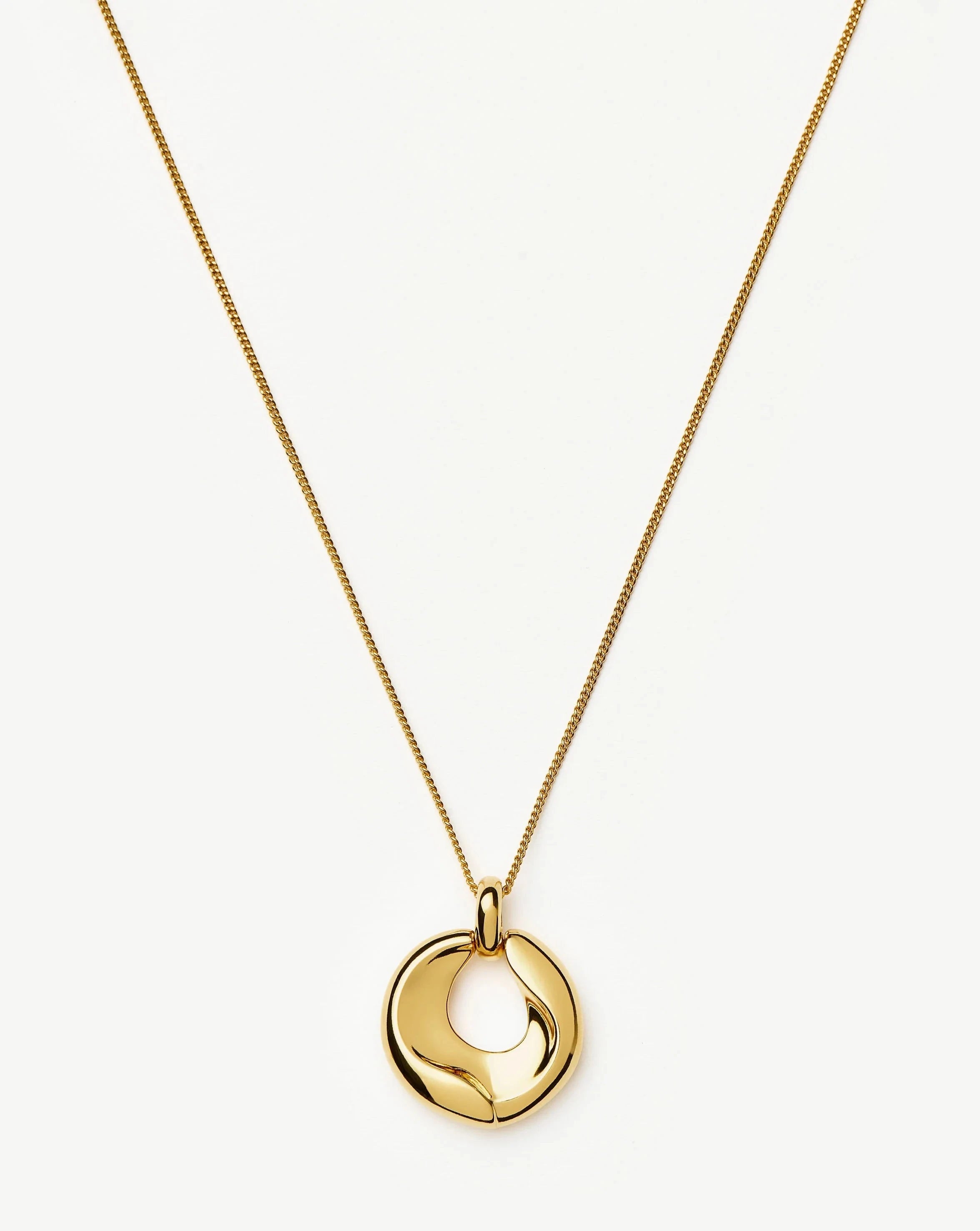 Sculptural Molten Pendant Necklace | 18k Gold Plated Ridge Design