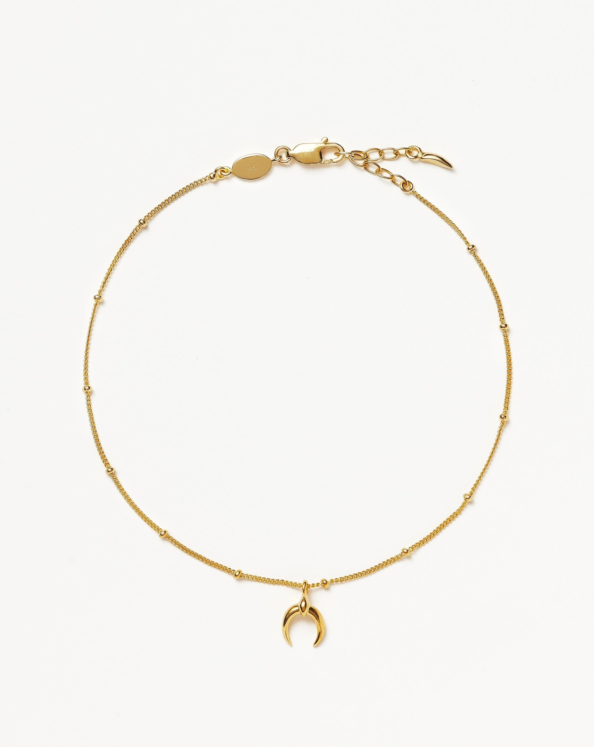 Gold Vermeil Tiny Horn Anklet with Bobble Chain | Lucy Williams