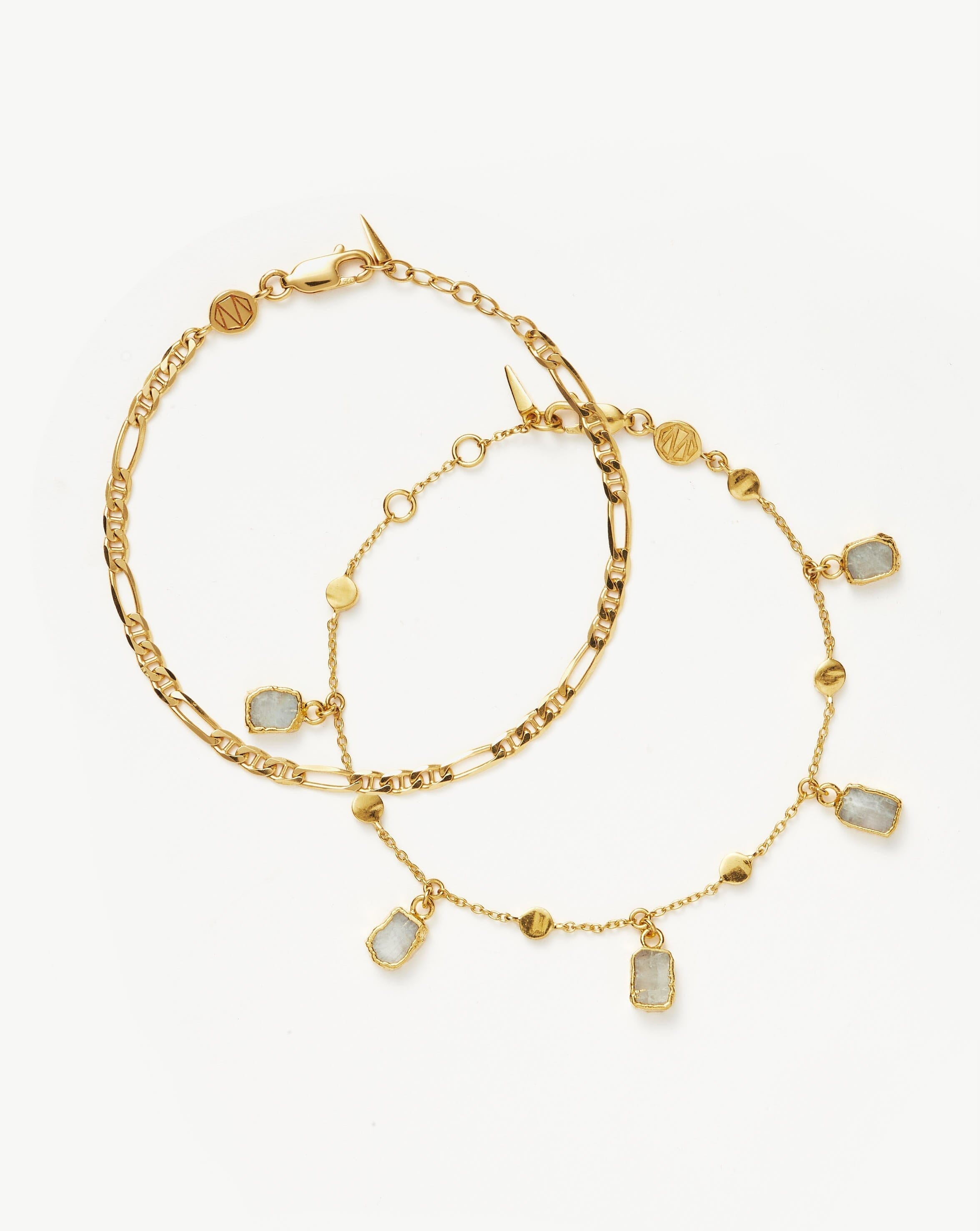 Rainbow Moonstone Bracelet Set with 18k Gold Vermeil | Lena Jewelry
