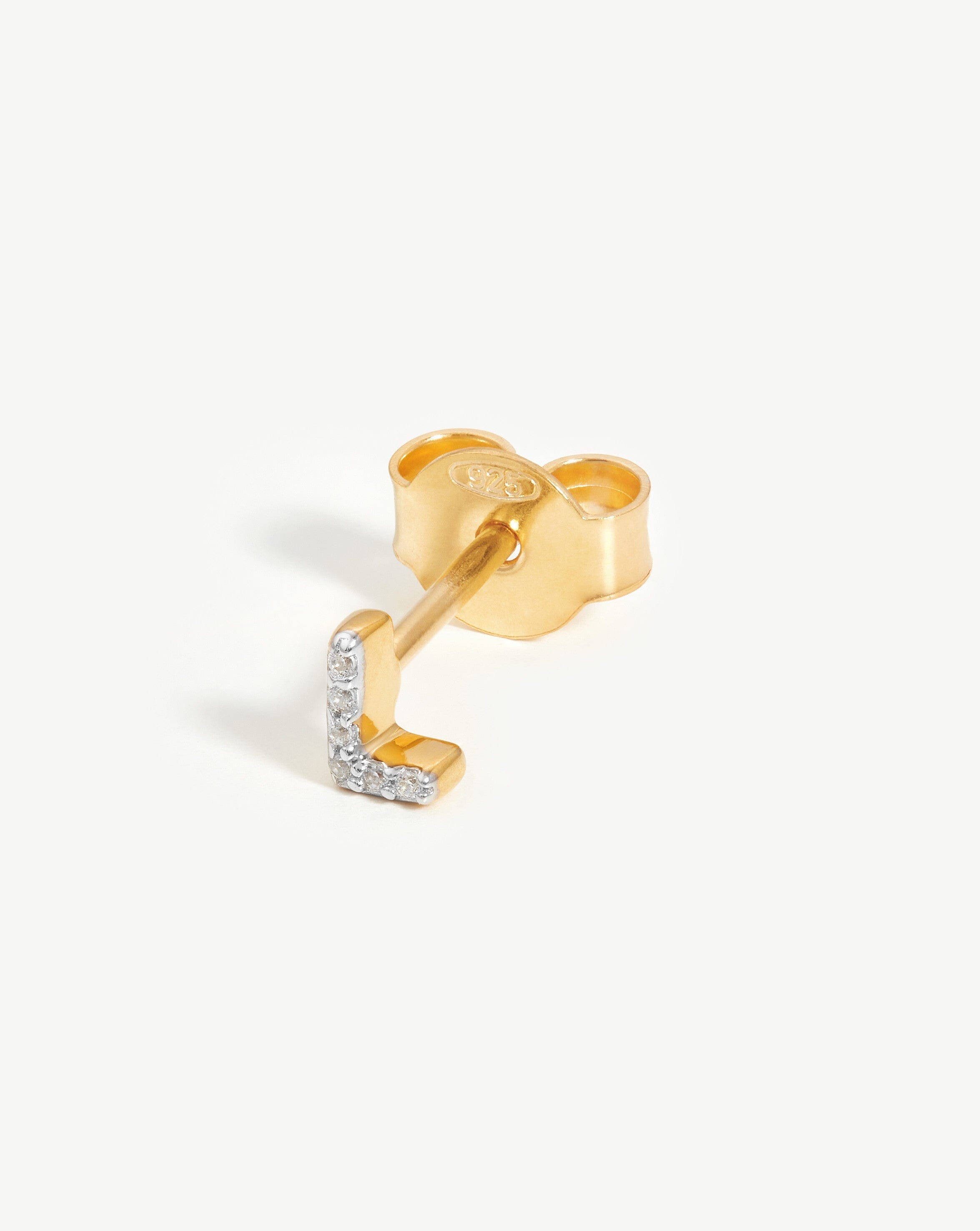 Pave Initial Stud Earring in 18k Gold Vermeil & Cubic Zirconia | Personalized Jewelry