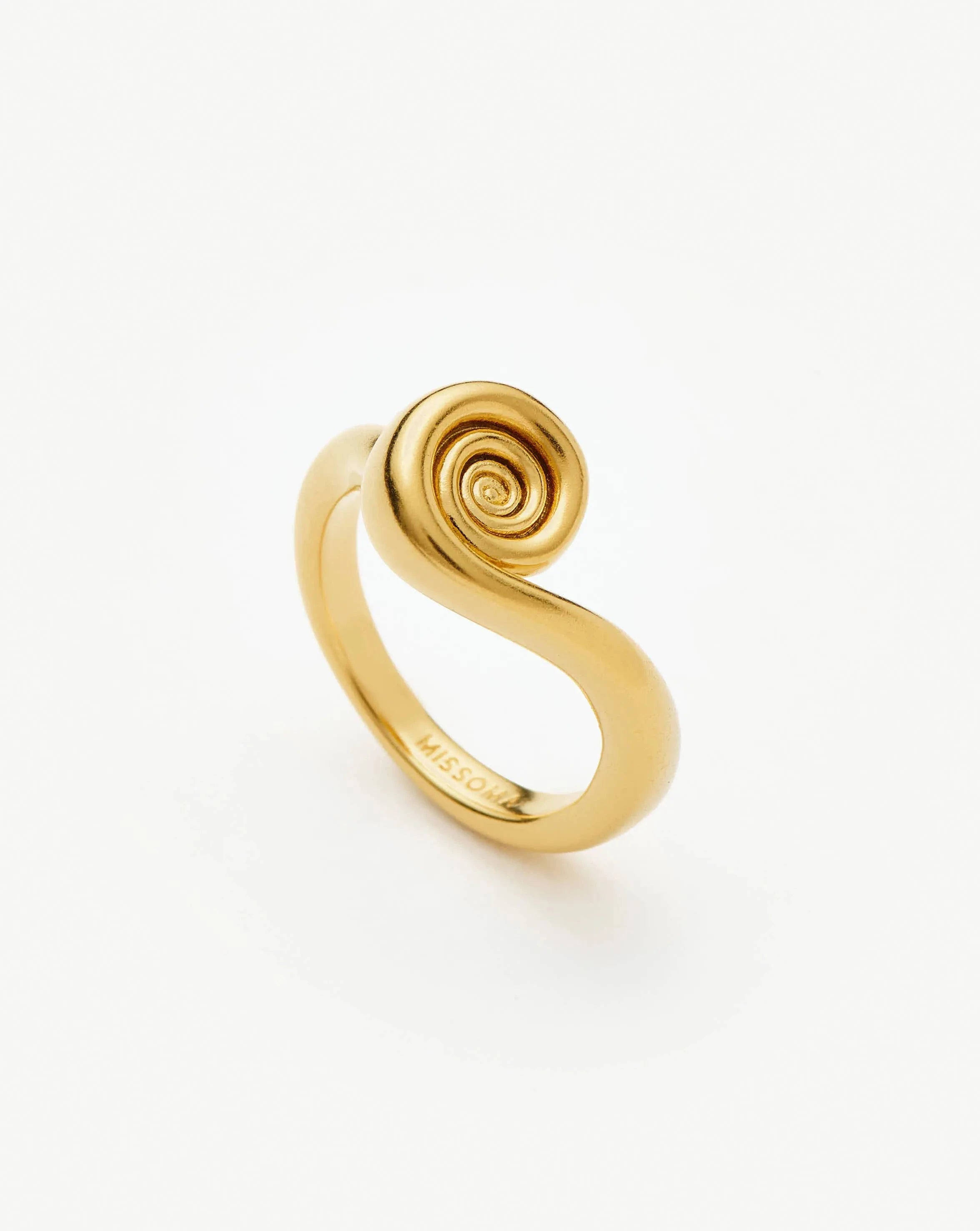 Spiral Stacking Ring in 18k Gold Plated Brass | Ocean-Inspired Design
