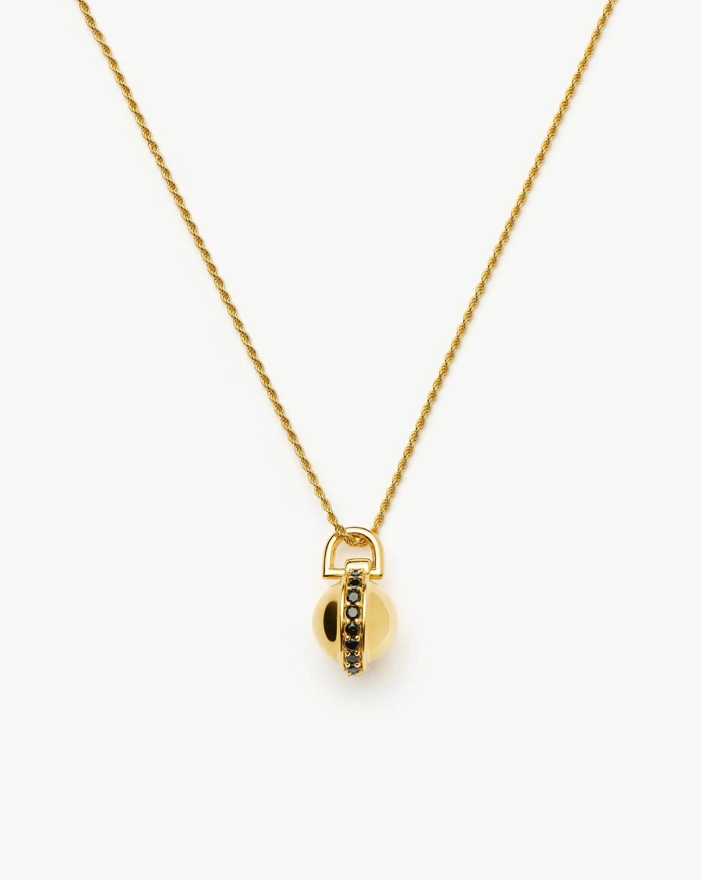 Black Spinel Pendant Necklace | 18k Gold Plated Orb Gemstone