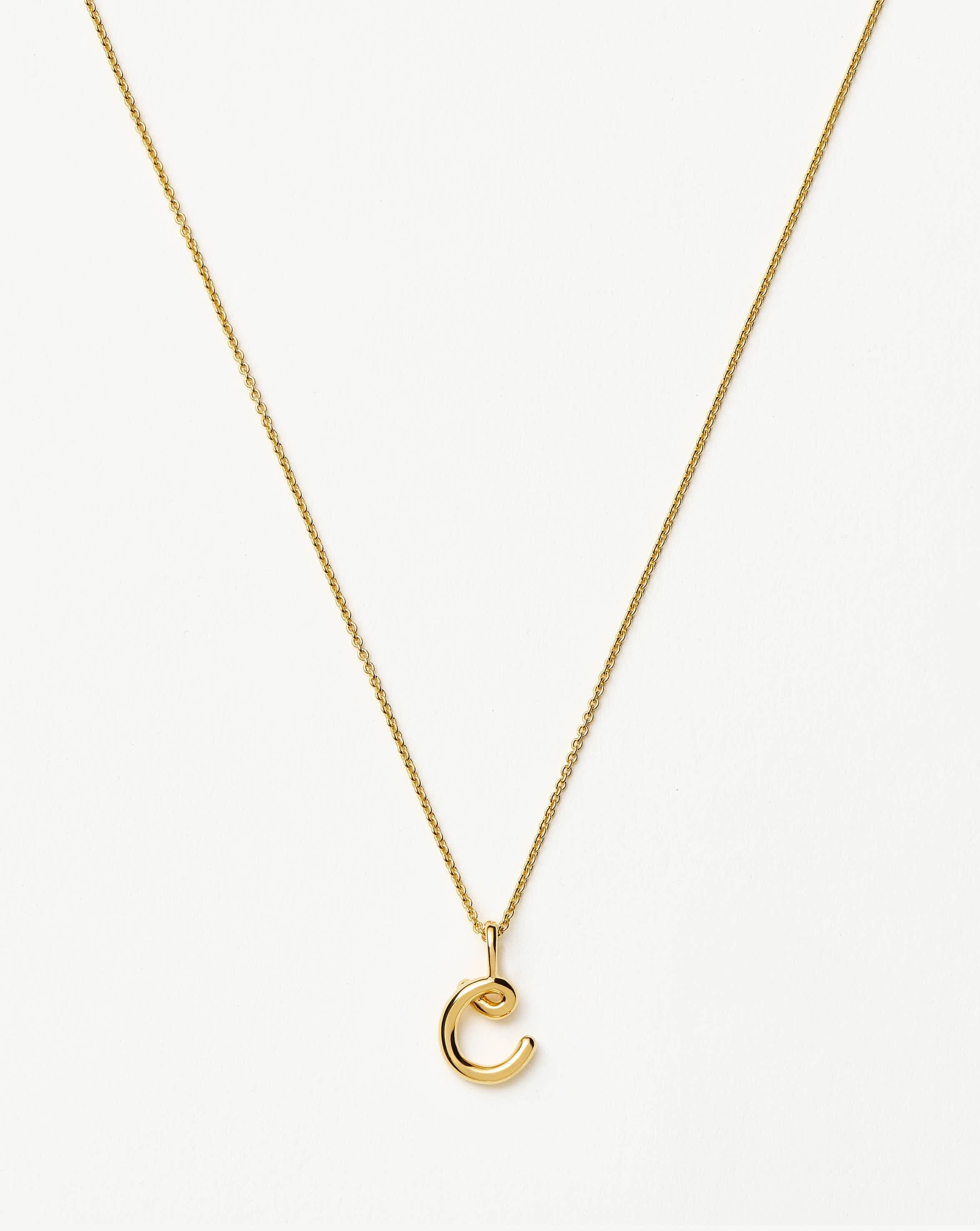 Mini Initial Necklace in 18k Gold Vermeil | Curly Molten