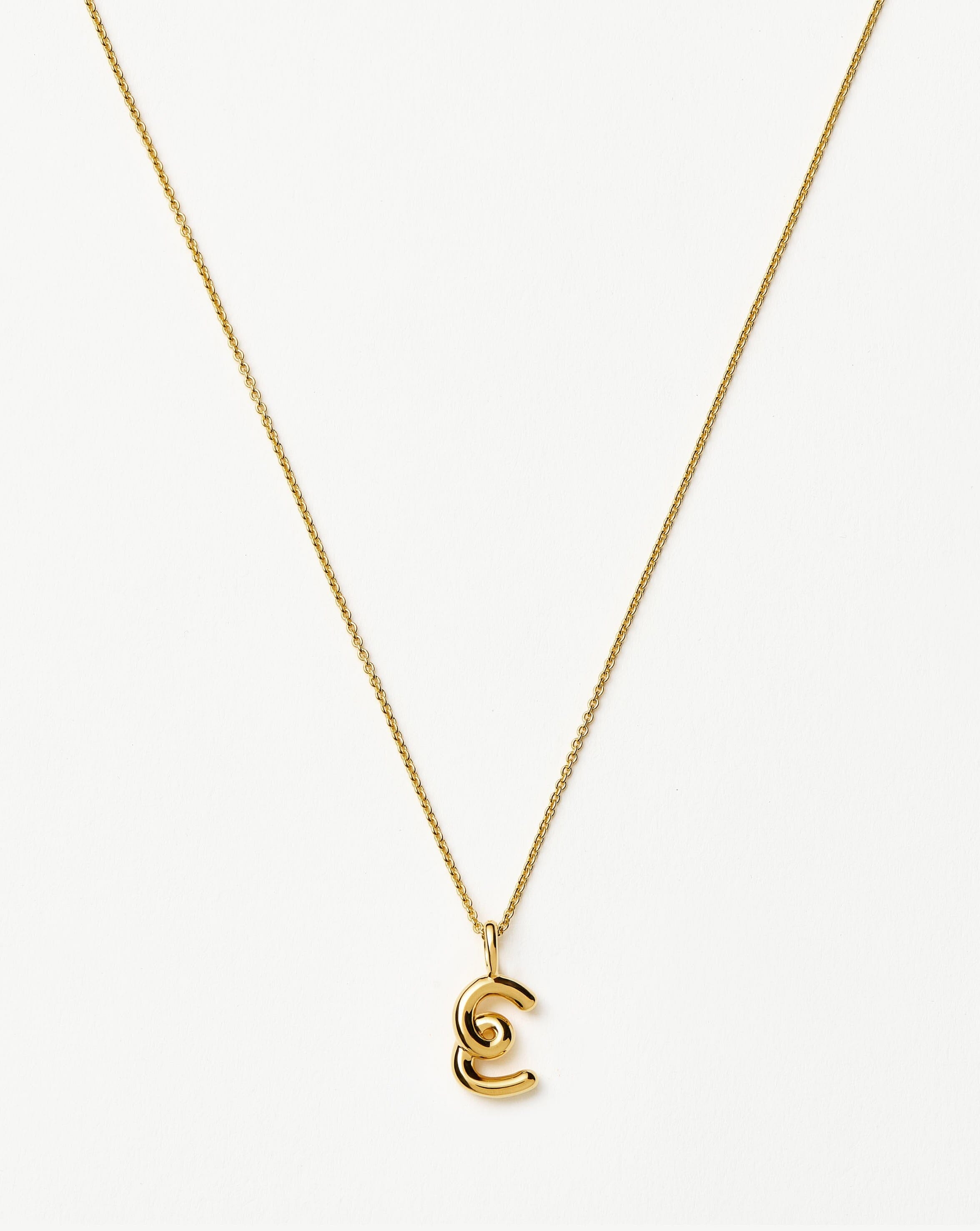 Mini Initial Necklace in 18k Gold Vermeil | Curly Molten