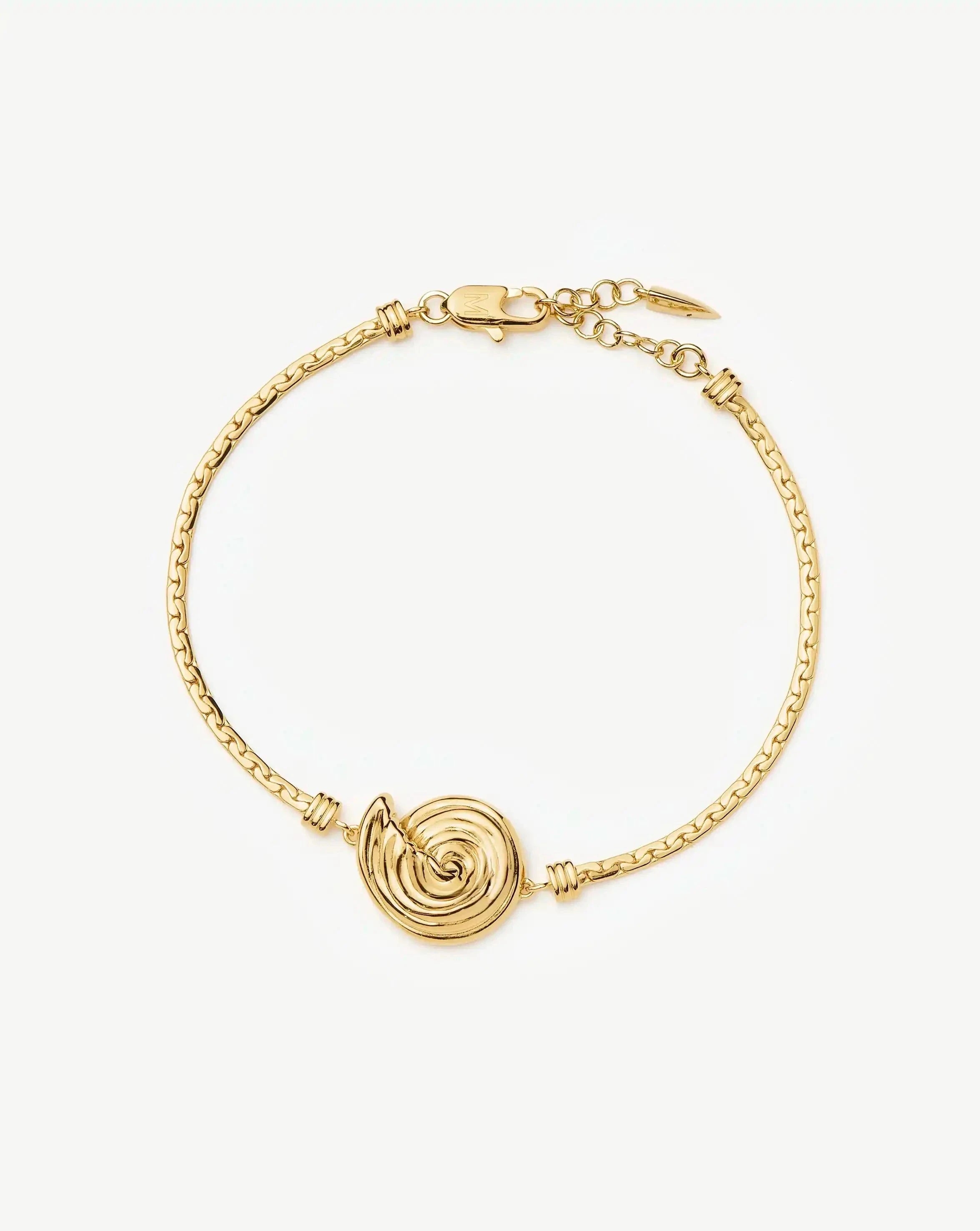 18k Gold Plated Cobra Chain Bracelet with Spiral Detail | Adjustable