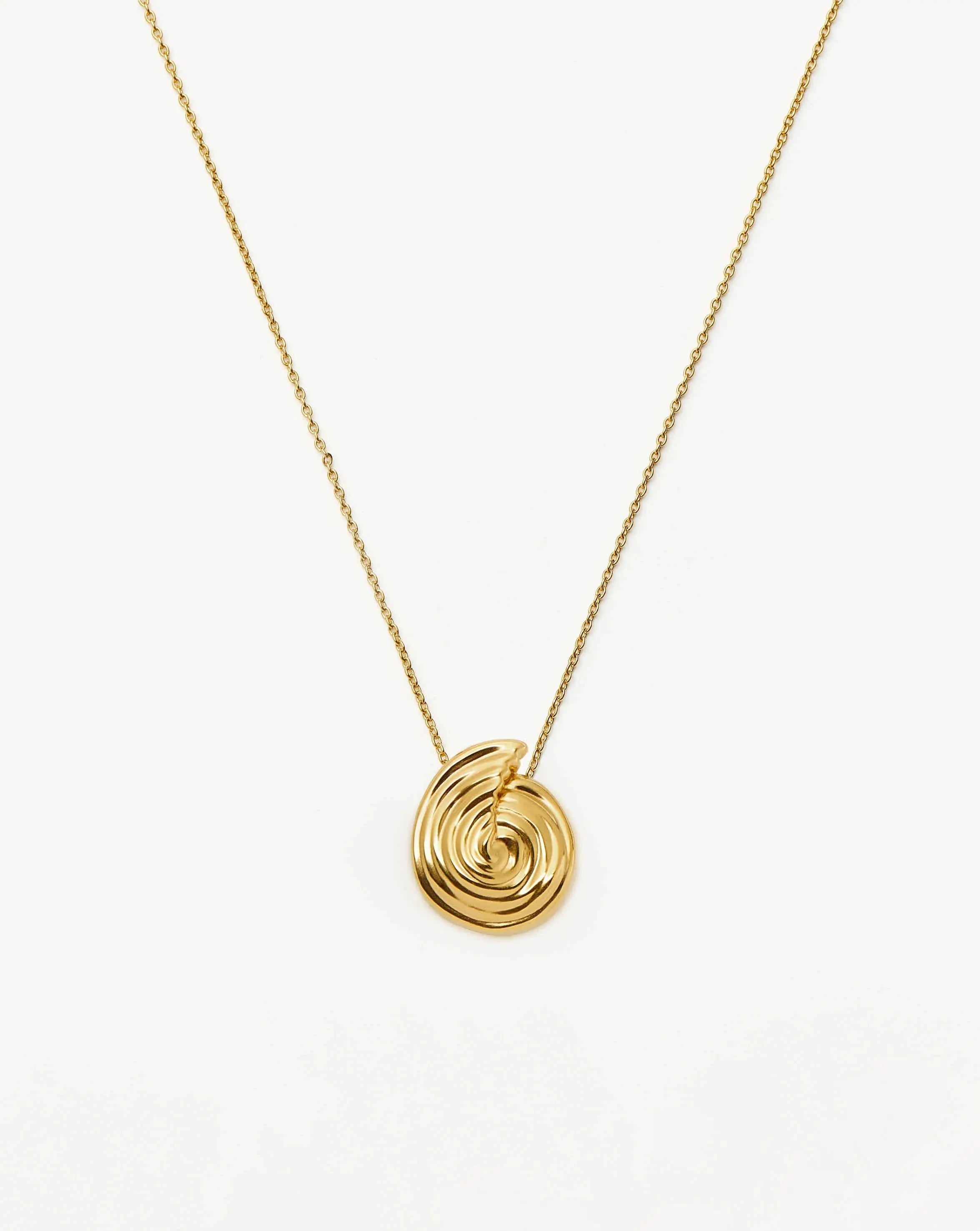 Spiral Pendant Necklace in 18k Gold Plated Brass | Adjustable Length