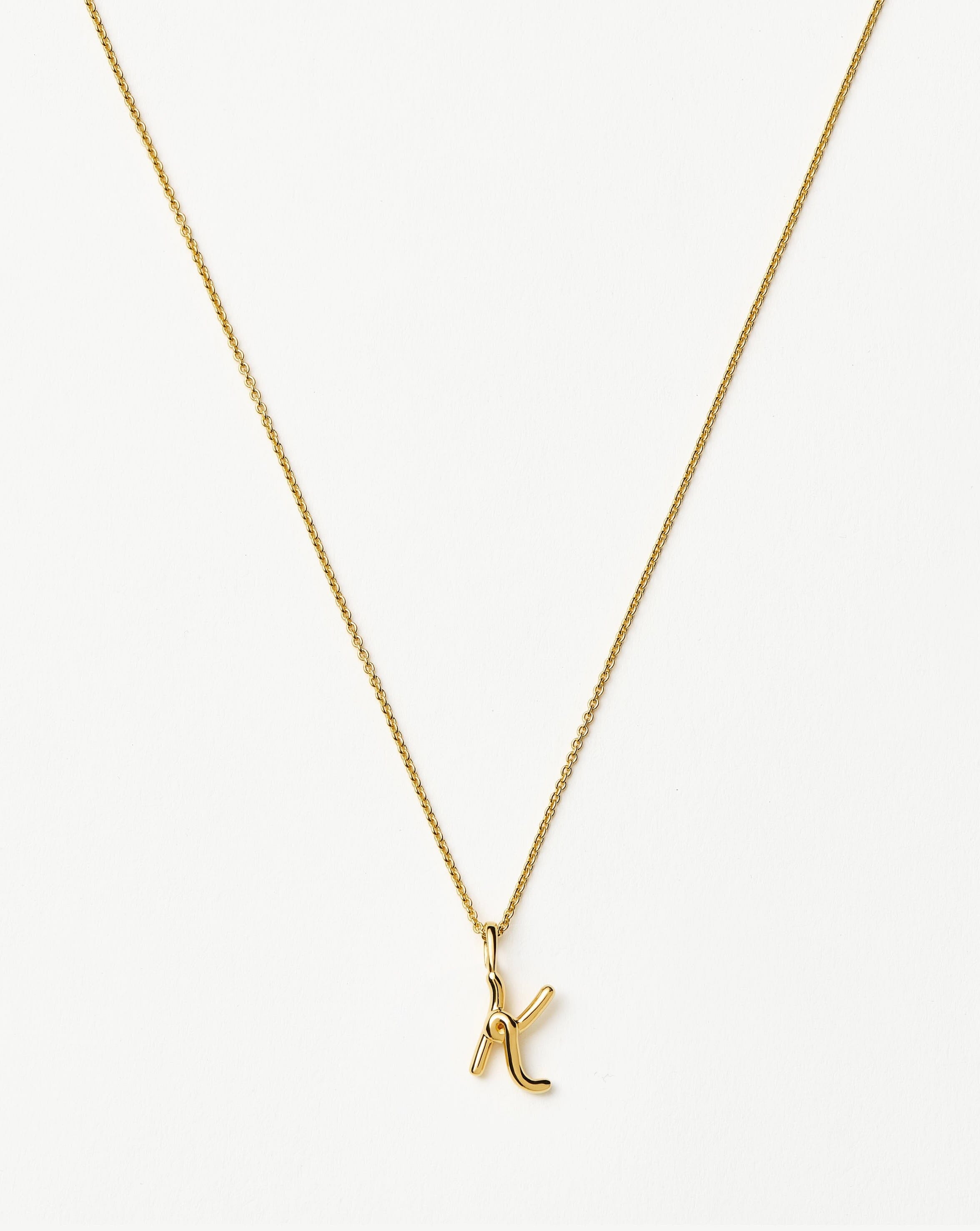 Curly Initial Necklace in 18k Gold Vermeil | Mini K Pendant