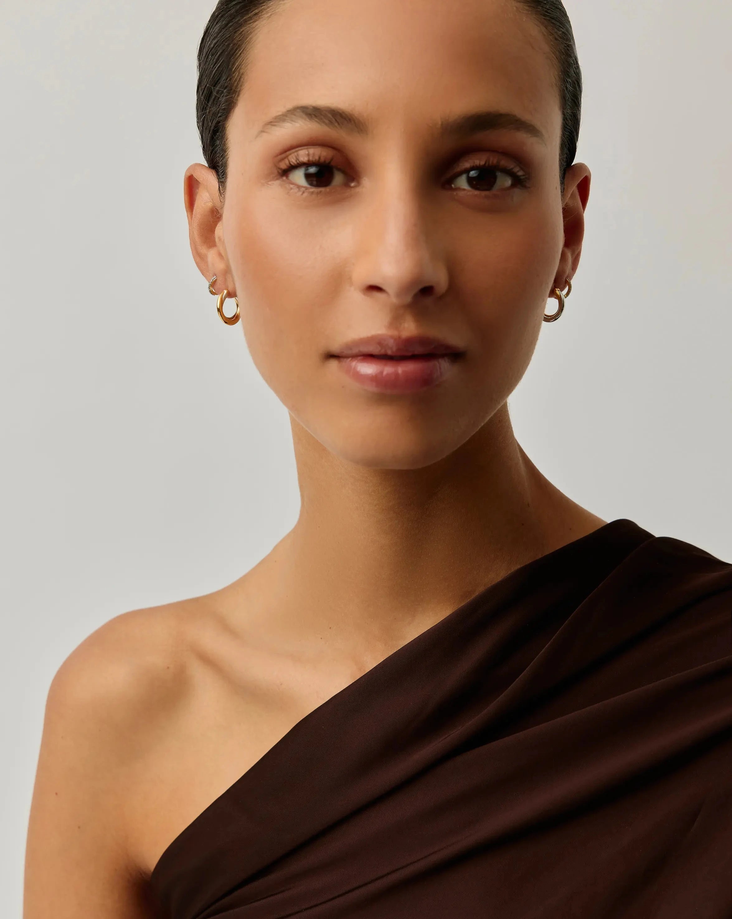 Lucy Williams Entwine Hoop & Pave Huggie Earrings Set | 18k Gold Vermeil