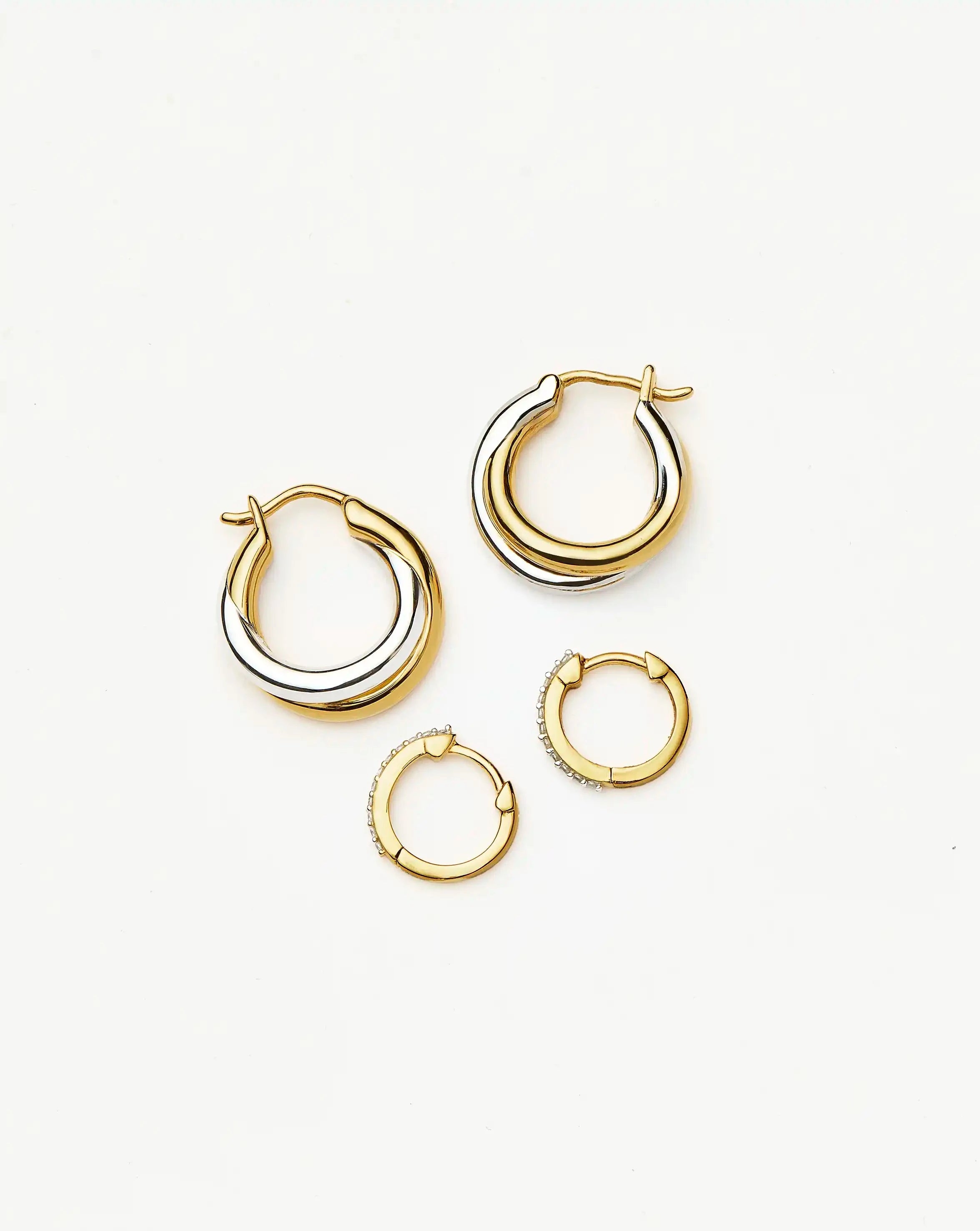 Lucy Williams Entwine Hoop & Pave Huggie Earrings Set | 18k Gold Vermeil
