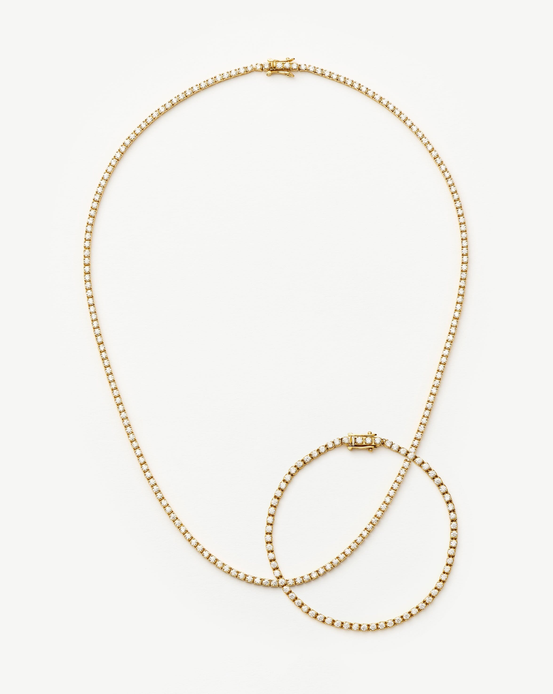 Classic Tennis Necklace & Bracelet Set in 18k Gold Vermeil | Cubic Zirconia