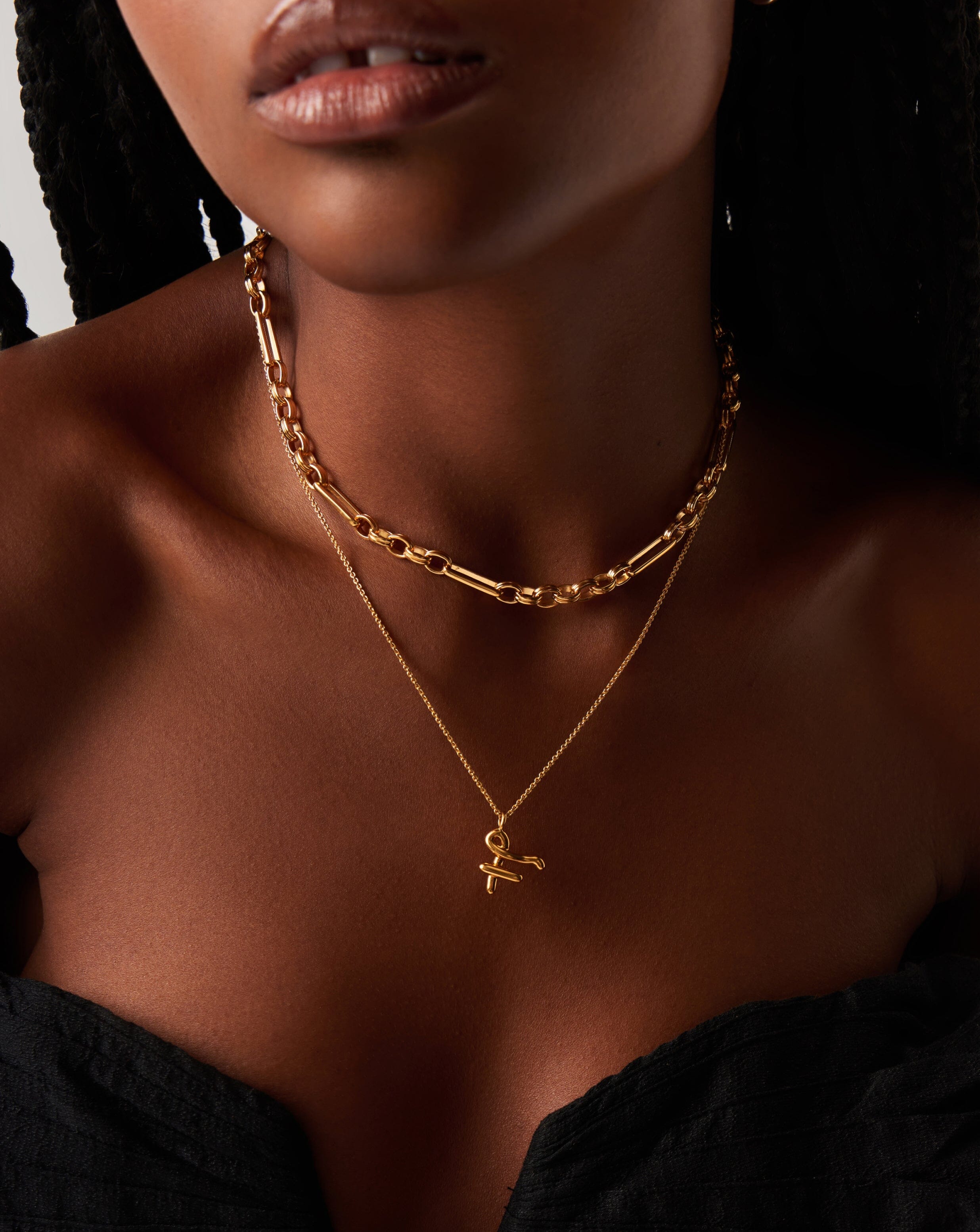 Curly Initial Pendant Necklace - 18k Gold Vermeil | Personalized Gift