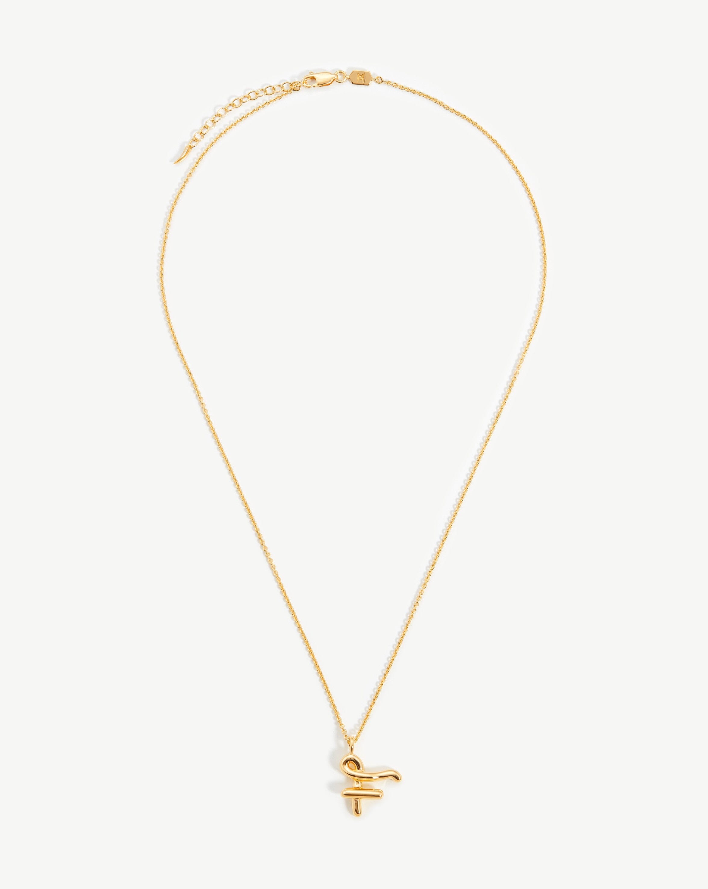 Curly Initial Pendant Necklace - 18k Gold Vermeil | Personalized Gift