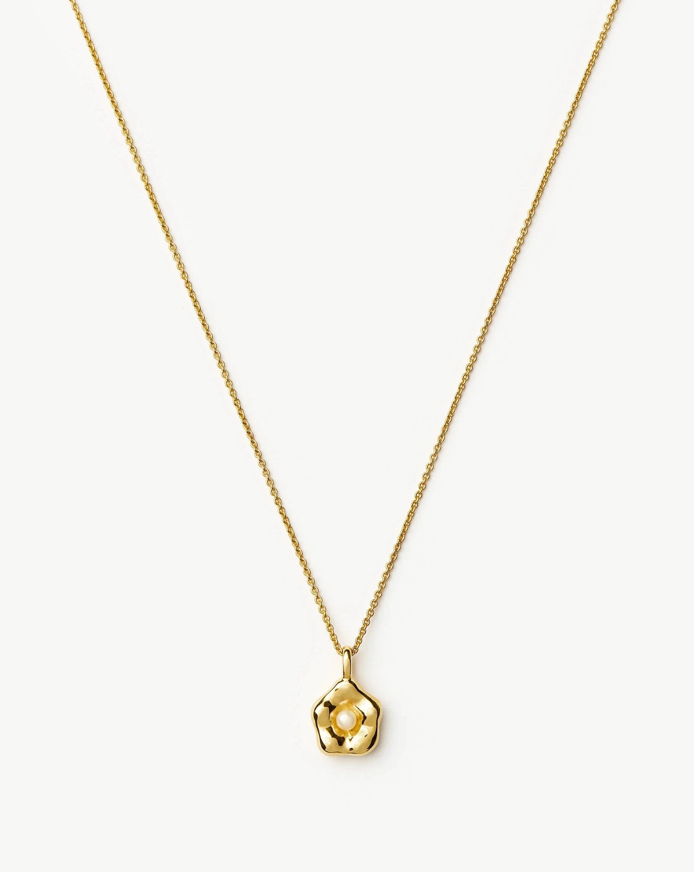 Puffy Daisy Pearl Pendant Necklace | 18k Gold Plated | Eny Lee