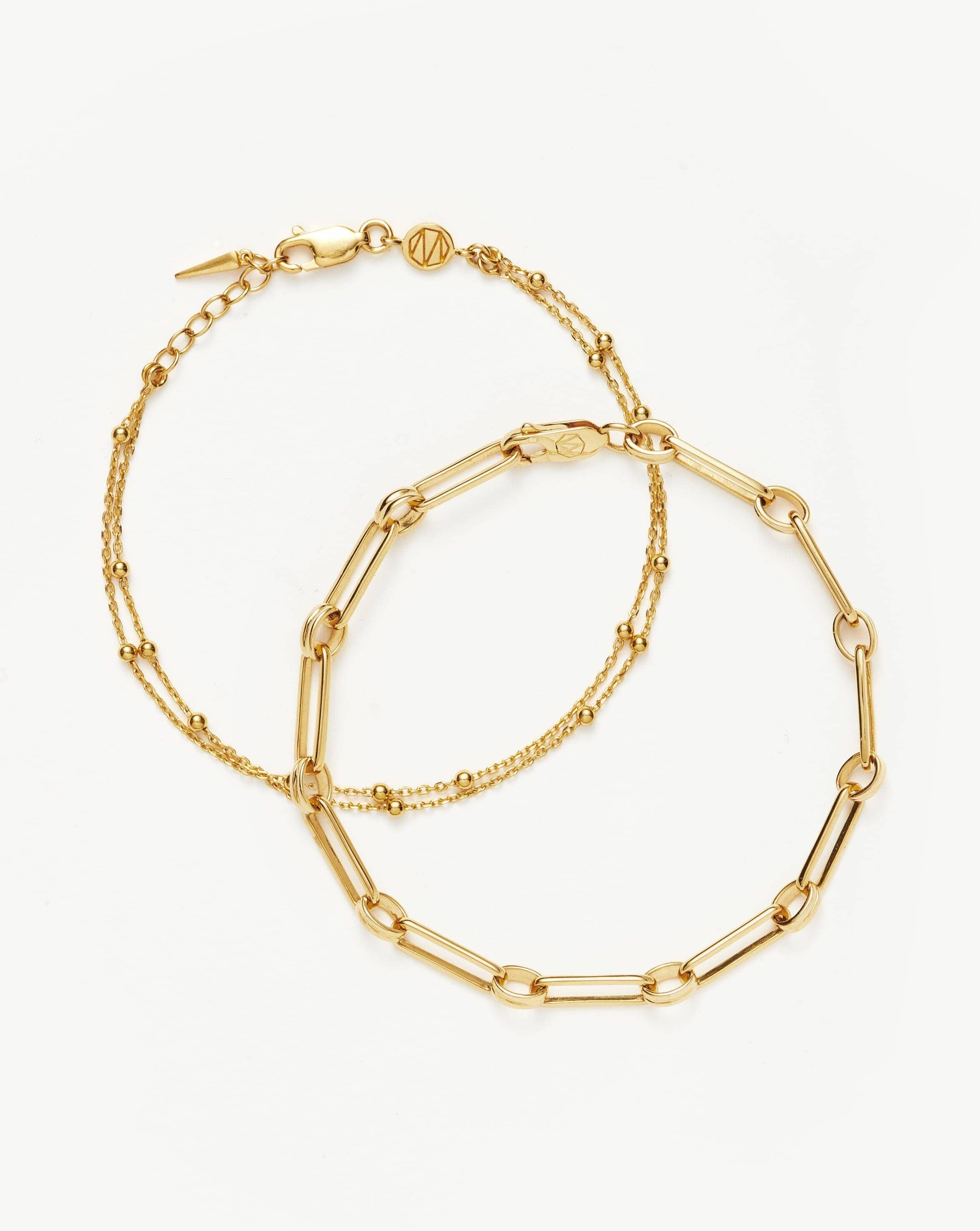 Double Chain Bracelet Set in 18k Gold Vermeil | Aegis Jewelry