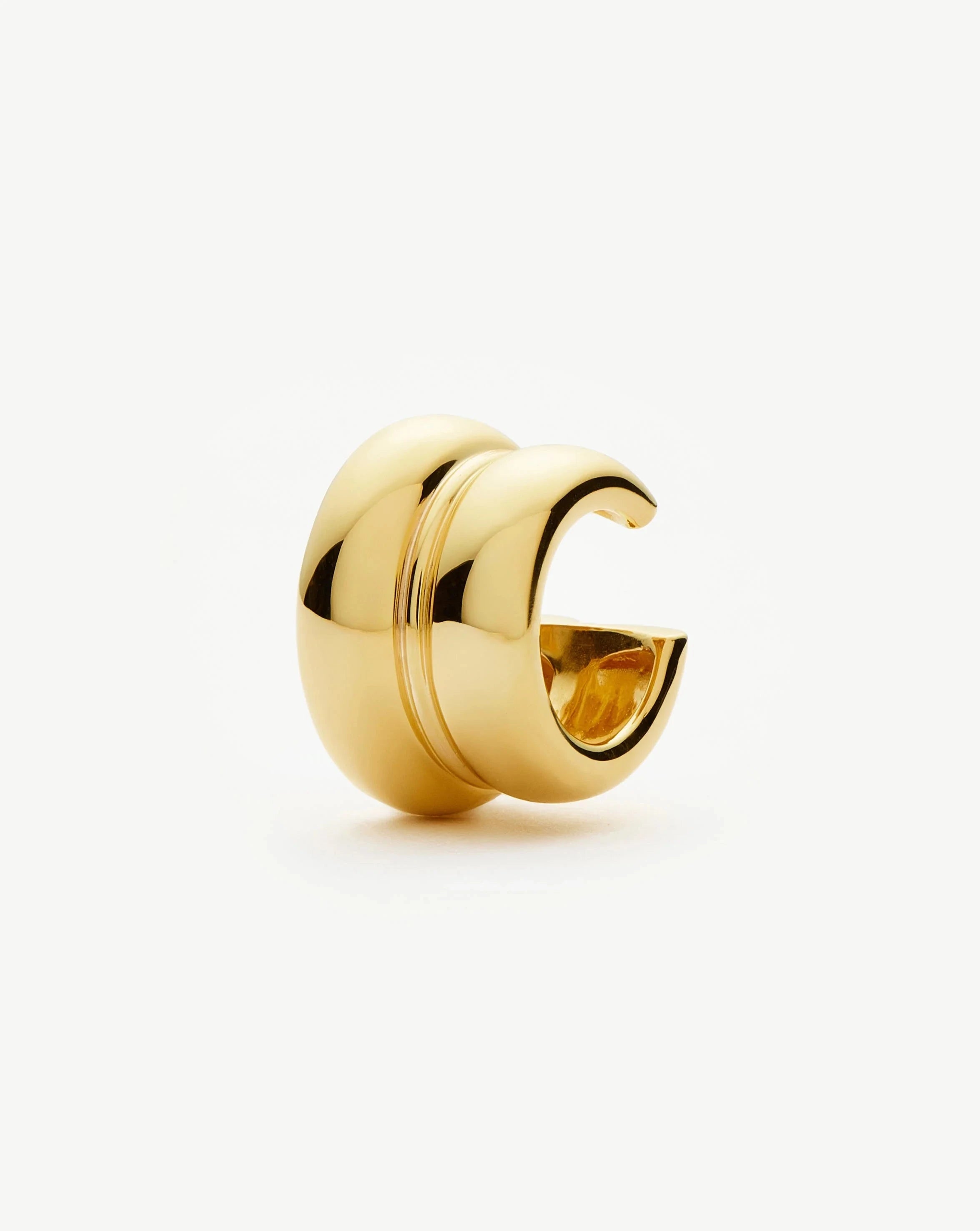 Sculptural Gold Plated Double Ear Cuff | 18k Gold Chubby Design