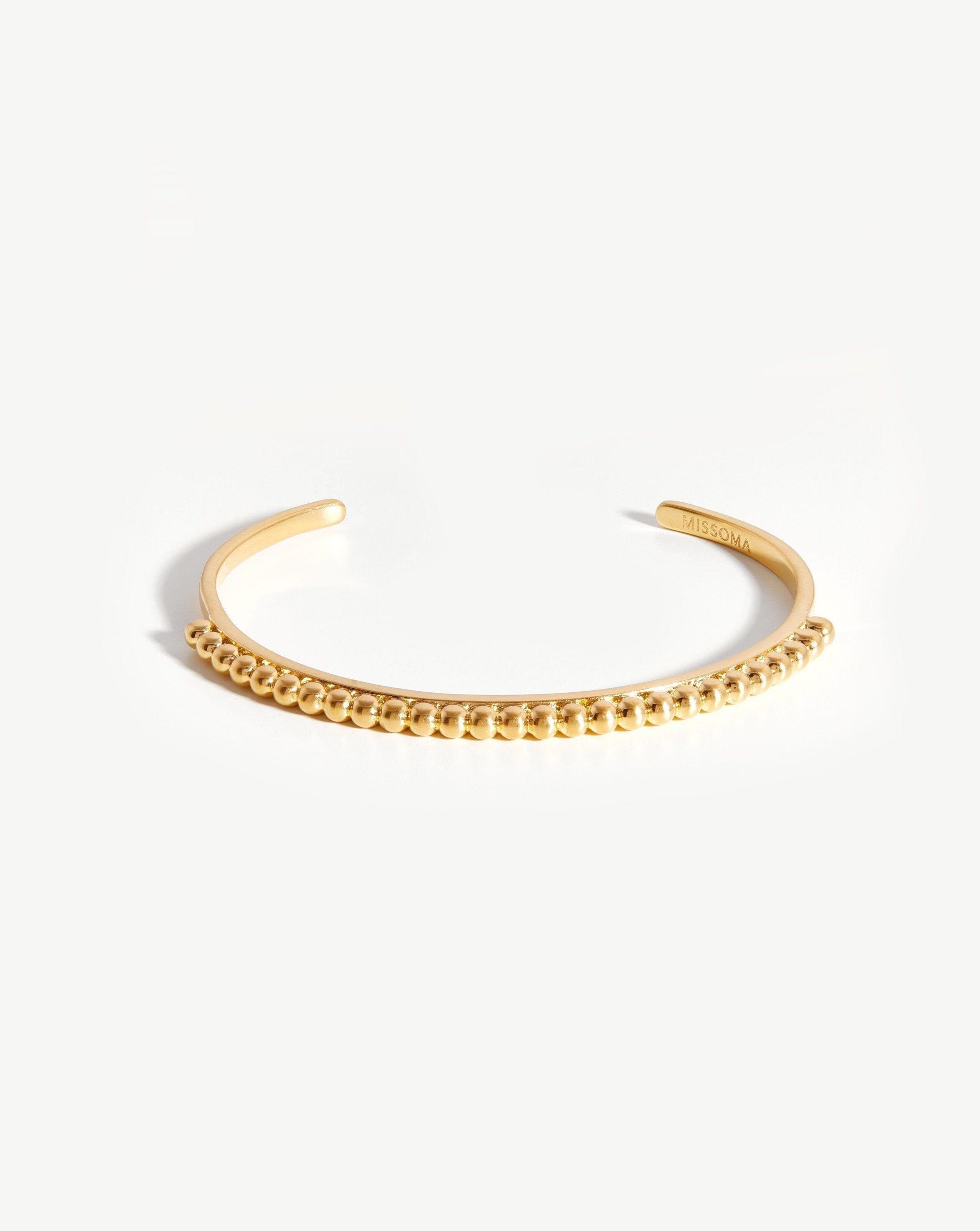 18k Gold Plated Beaded Cuff Bracelet | Lucy Williams Roman Design