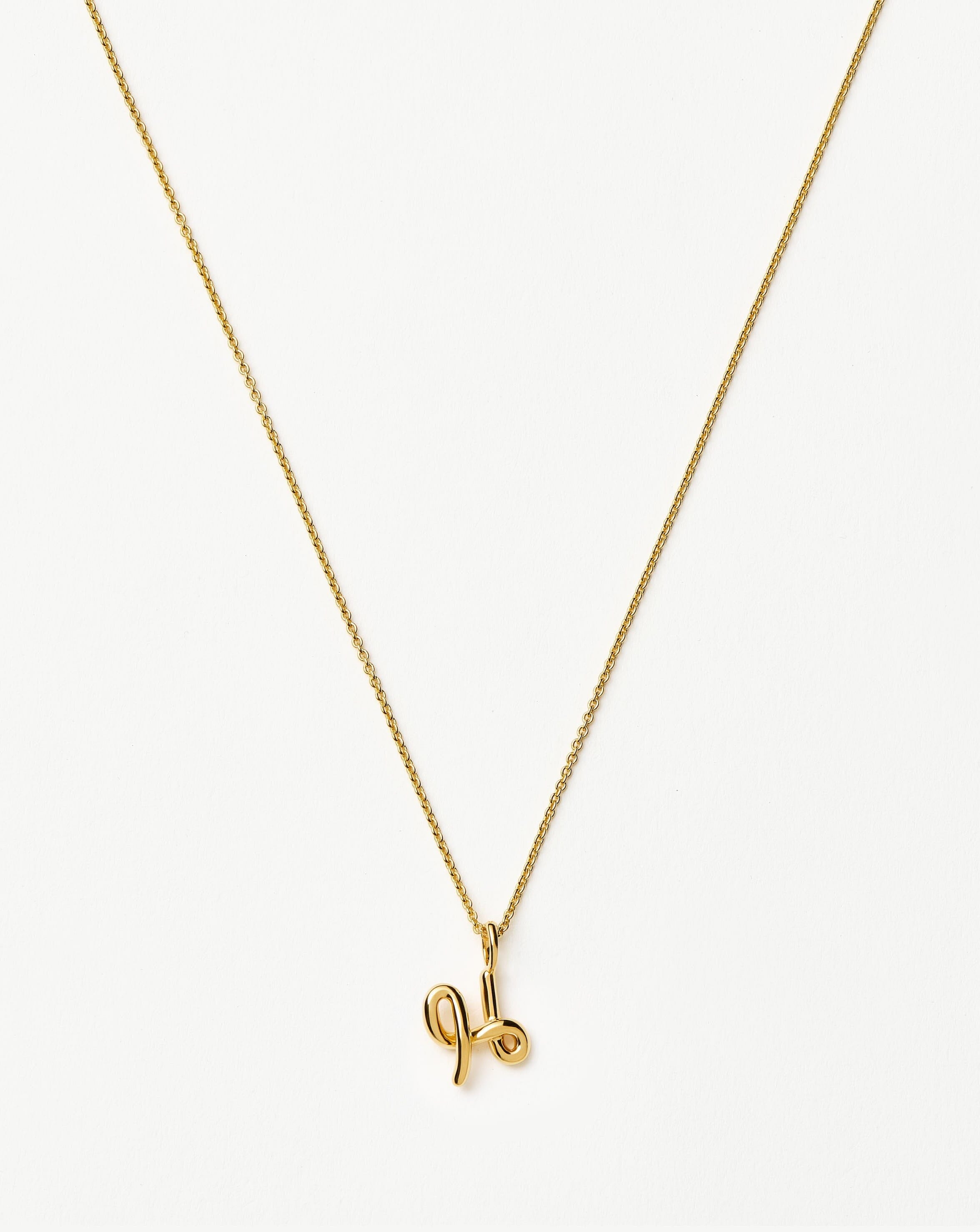 Mini Initial Necklace in 18k Gold Vermeil | Curly Molten