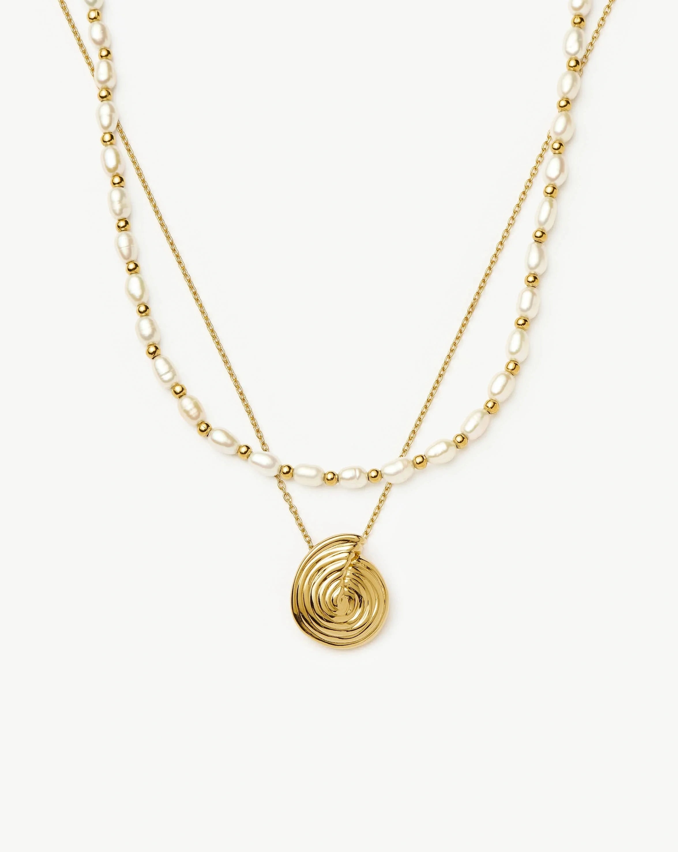 Spiral Pendant & Pearl Choker Set | 18k Gold Plated Jewelry