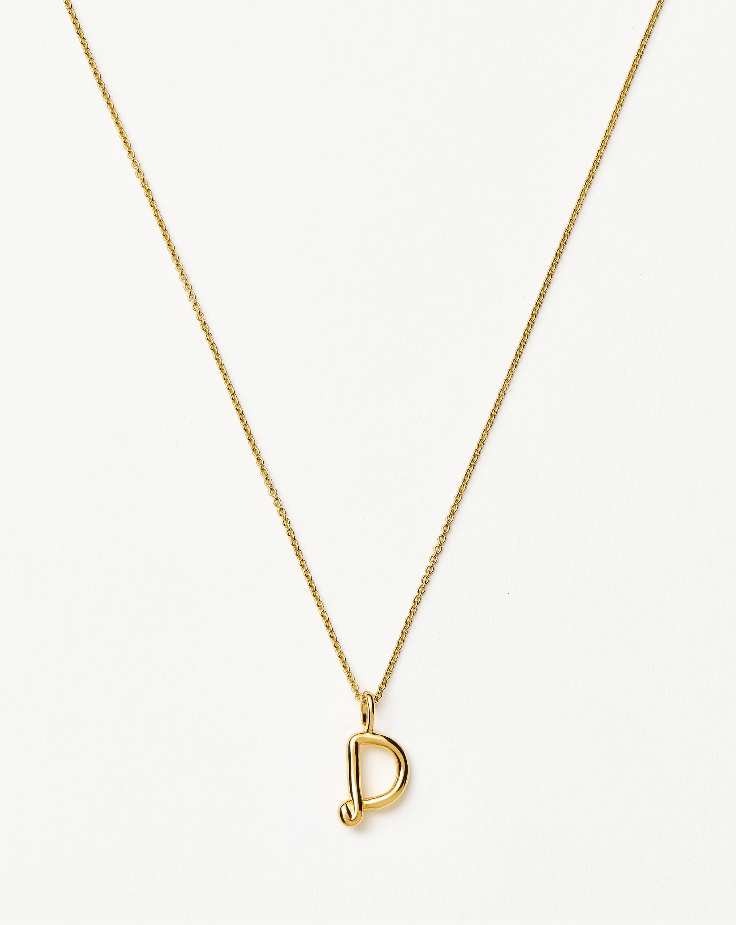 Mini Initial Necklace in 18k Gold Vermeil | Curly Molten