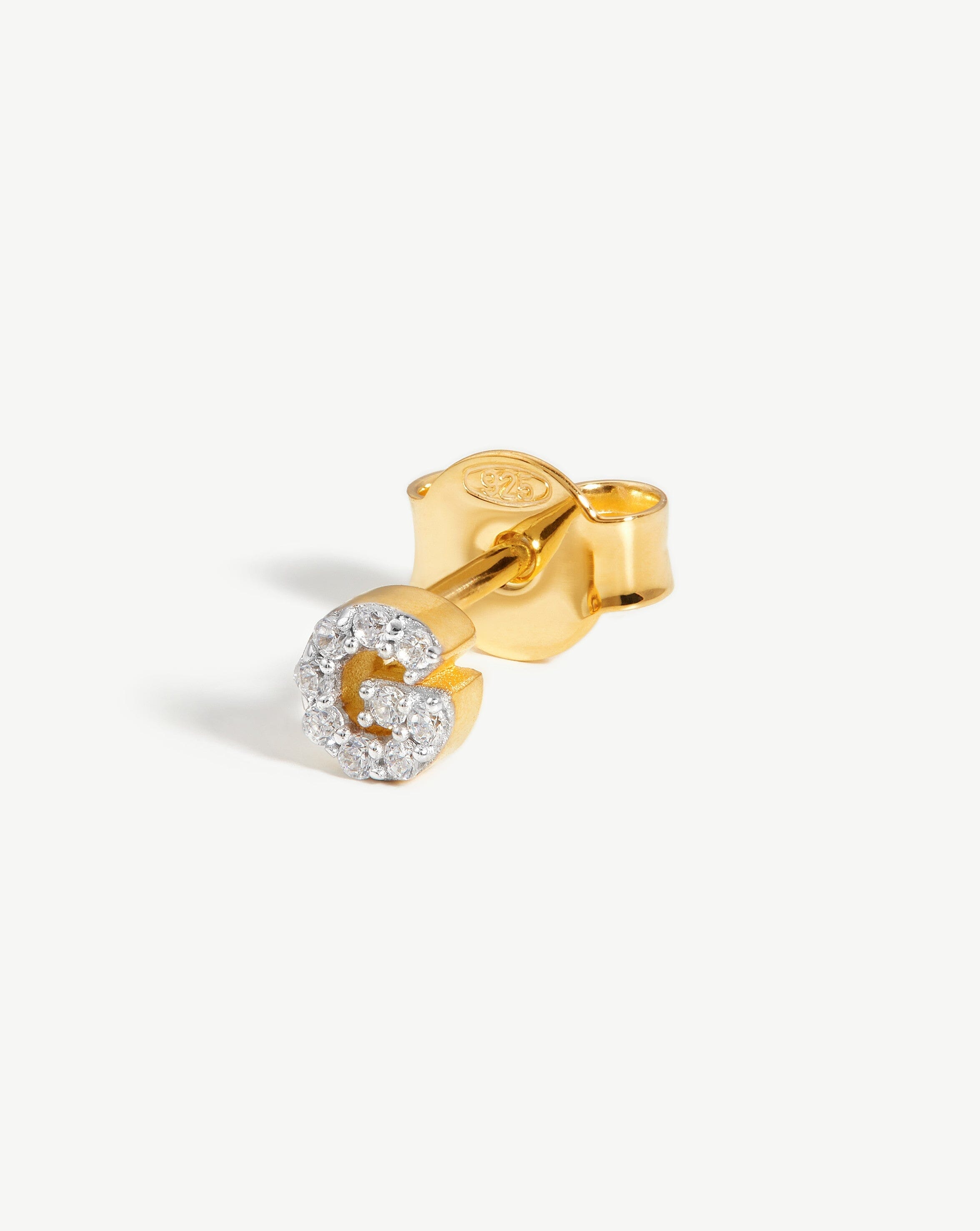 Pave Initial G Stud Earrings | 18k Gold Vermeil & Cubic Zirconia