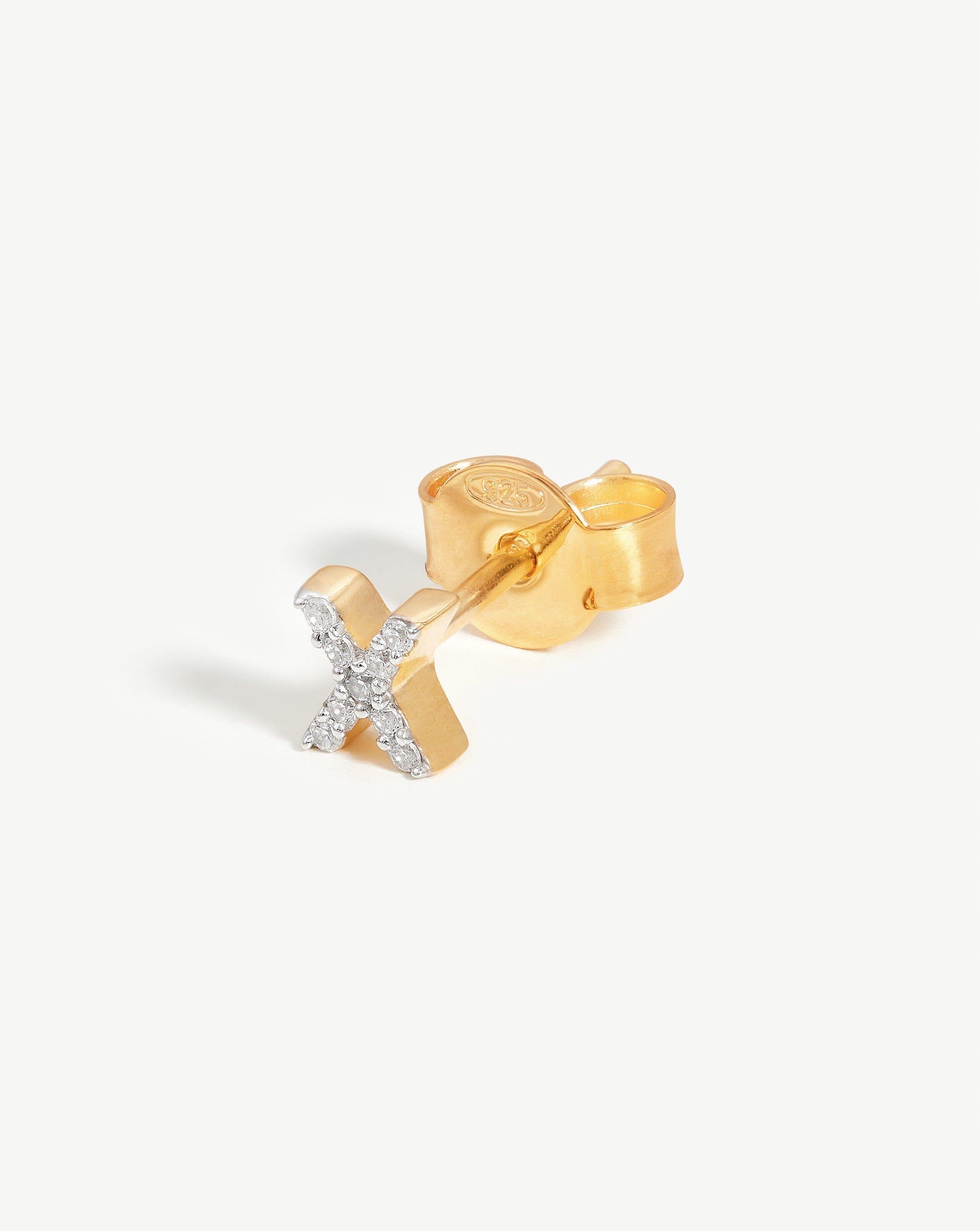 Pave Initial X Stud Earrings | 18k Gold Vermeil & Cubic Zirconia