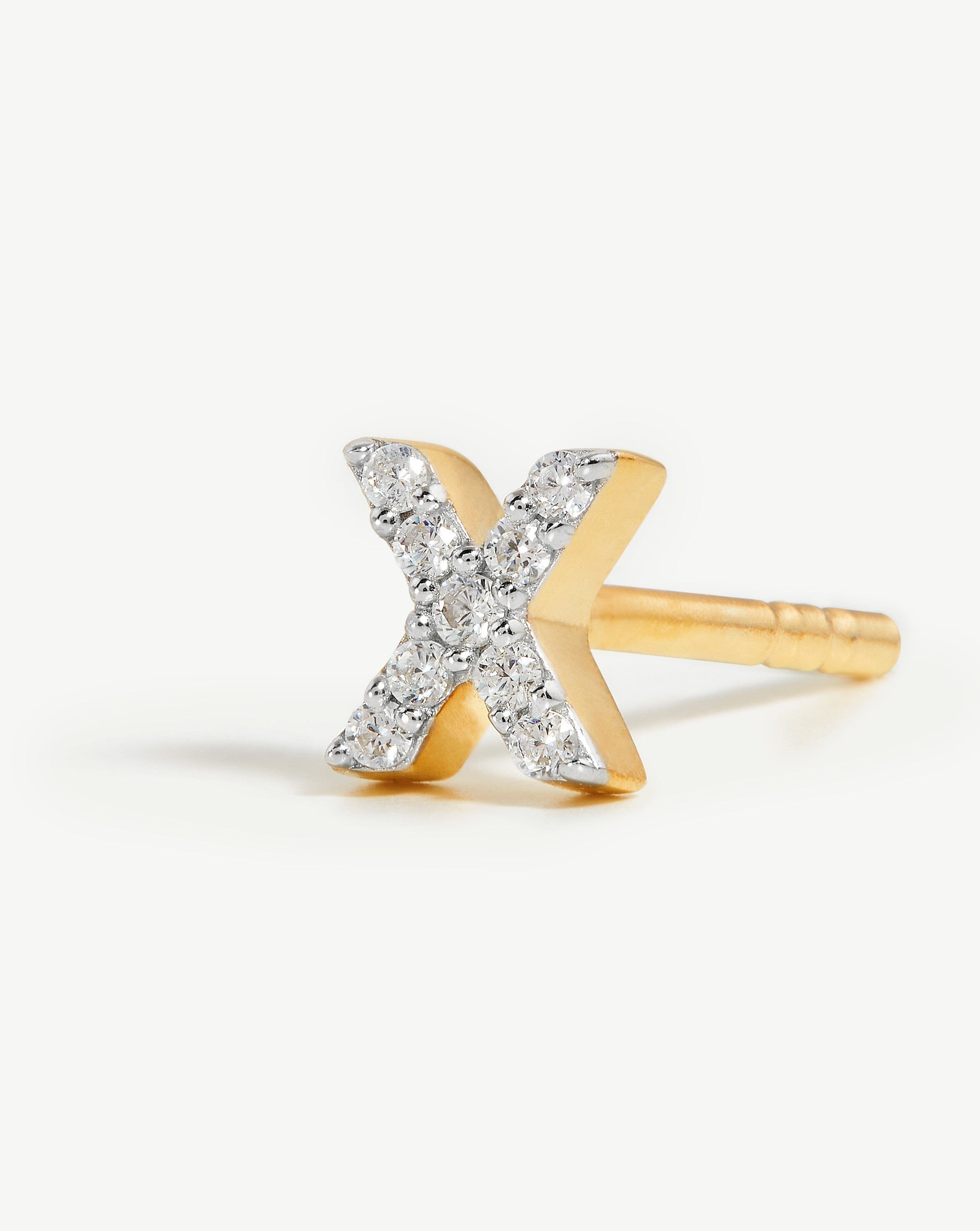Pave Initial X Stud Earrings | 18k Gold Vermeil & Cubic Zirconia