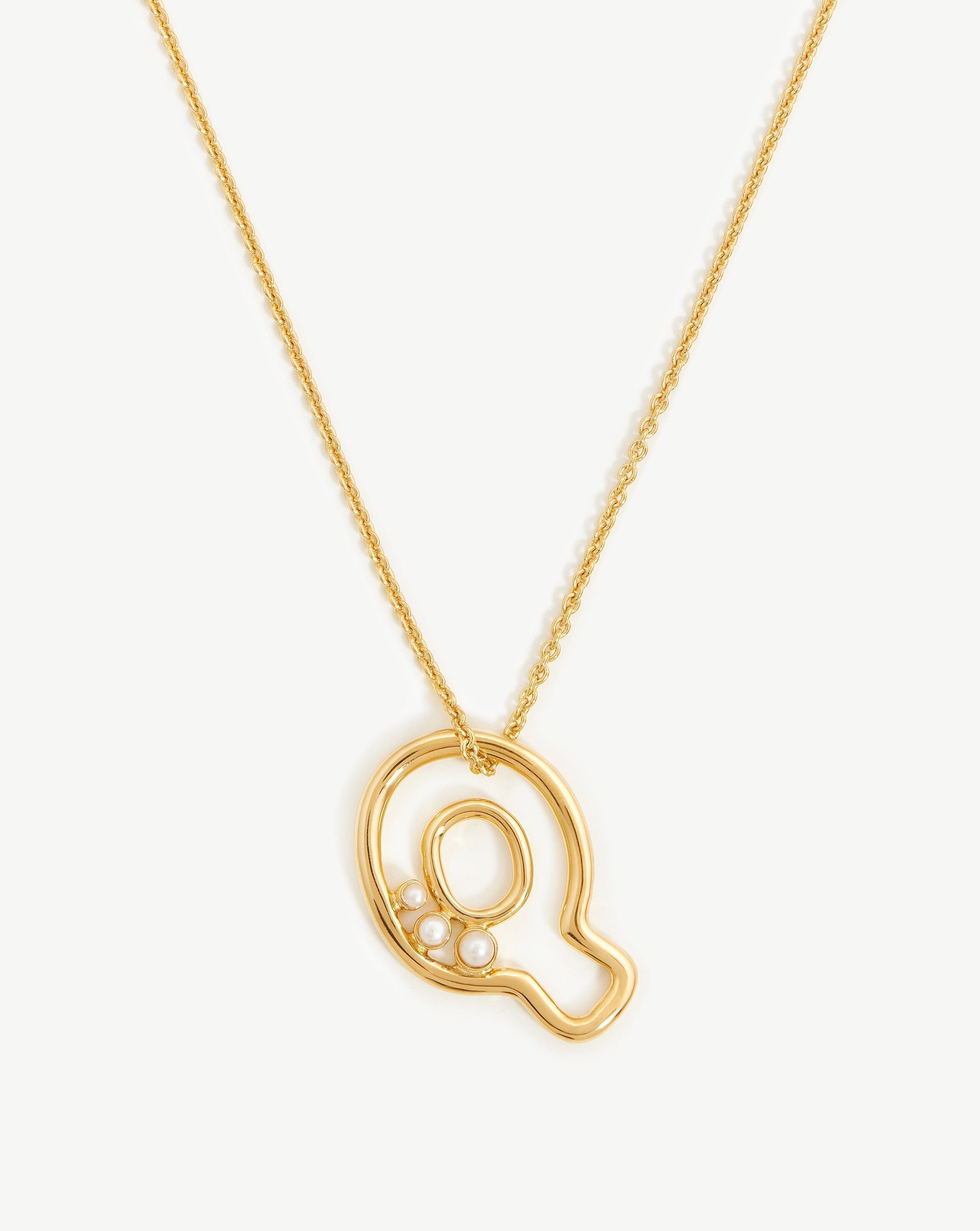 Pearl Initial Pendant Necklace - 18k Gold Vermeil & Freshwater Pearls