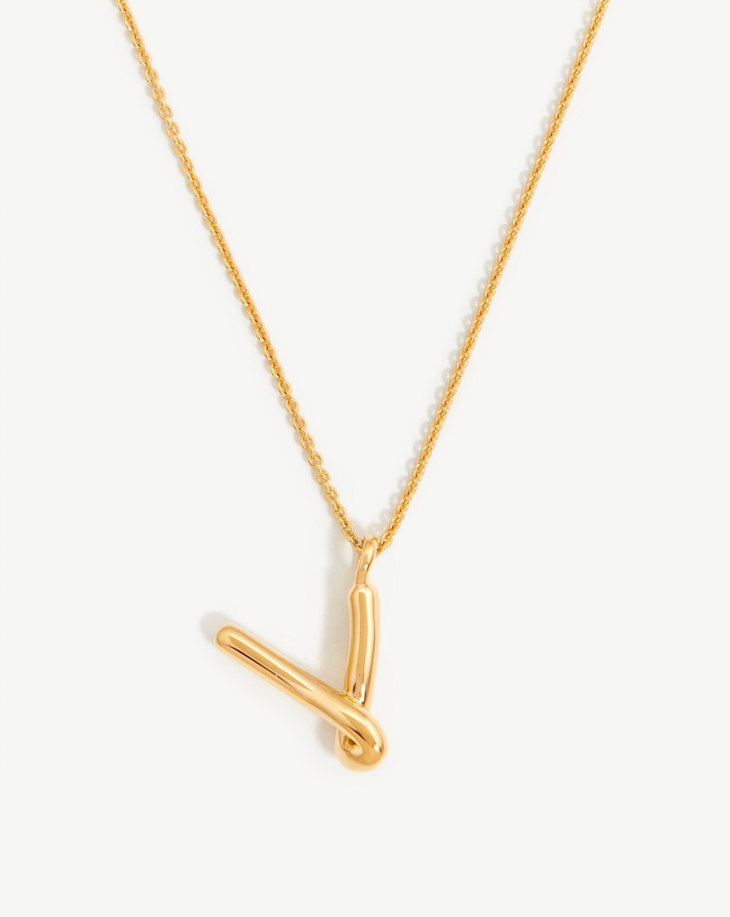 Curly Initial Pendant Necklace in 18k Gold Vermeil | Personalized Gift