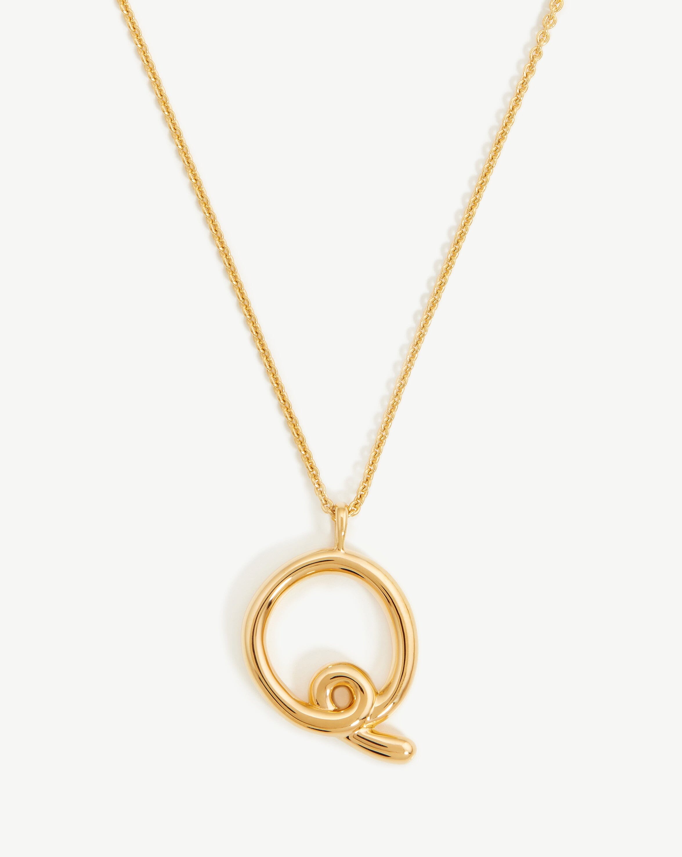 Curly Initial Pendant Necklace - 18k Gold Vermeil | Personalized Gift