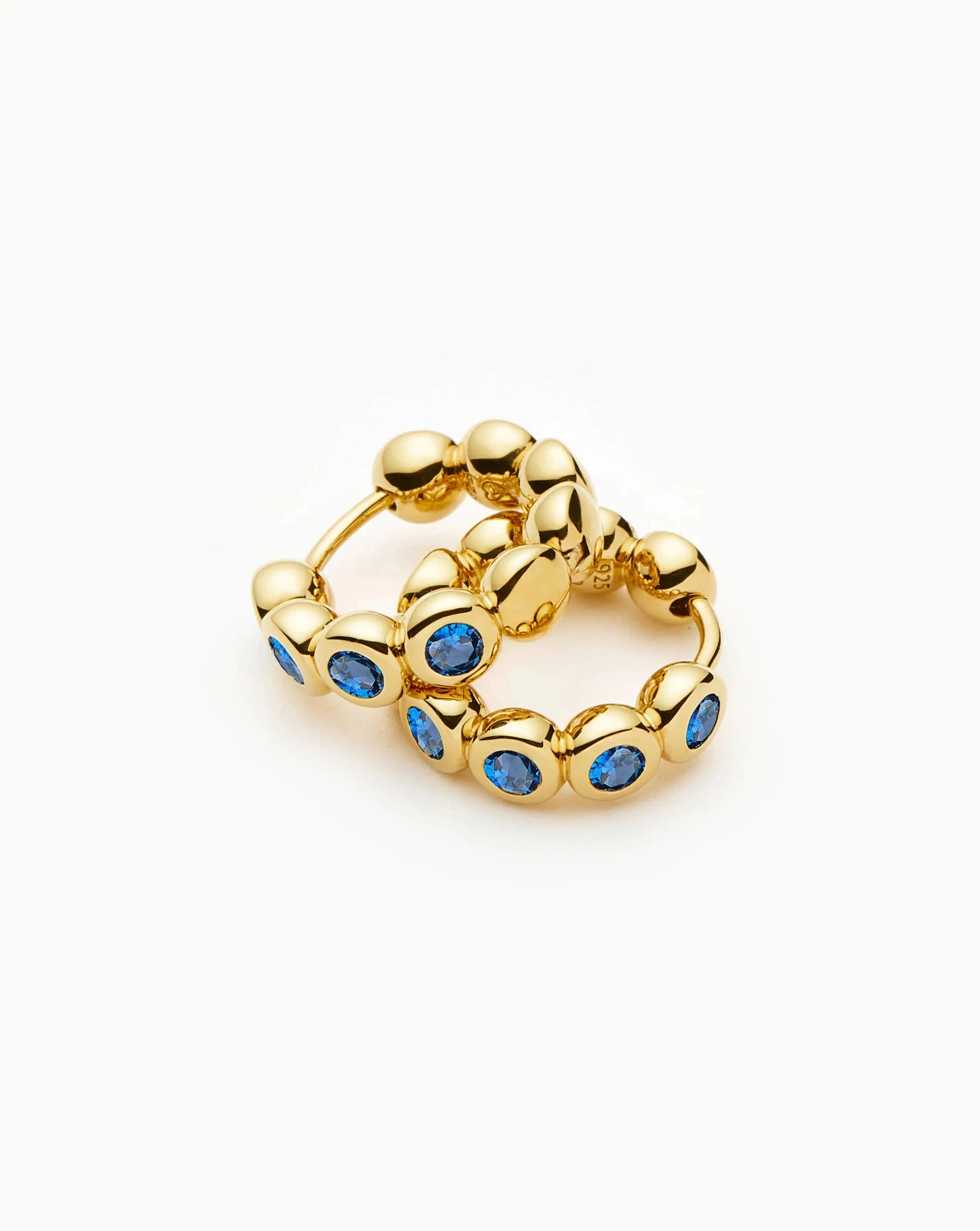 Sapphire Blue Tennis Hoop Earrings | 18k Gold Vermeil & Nano-crystals