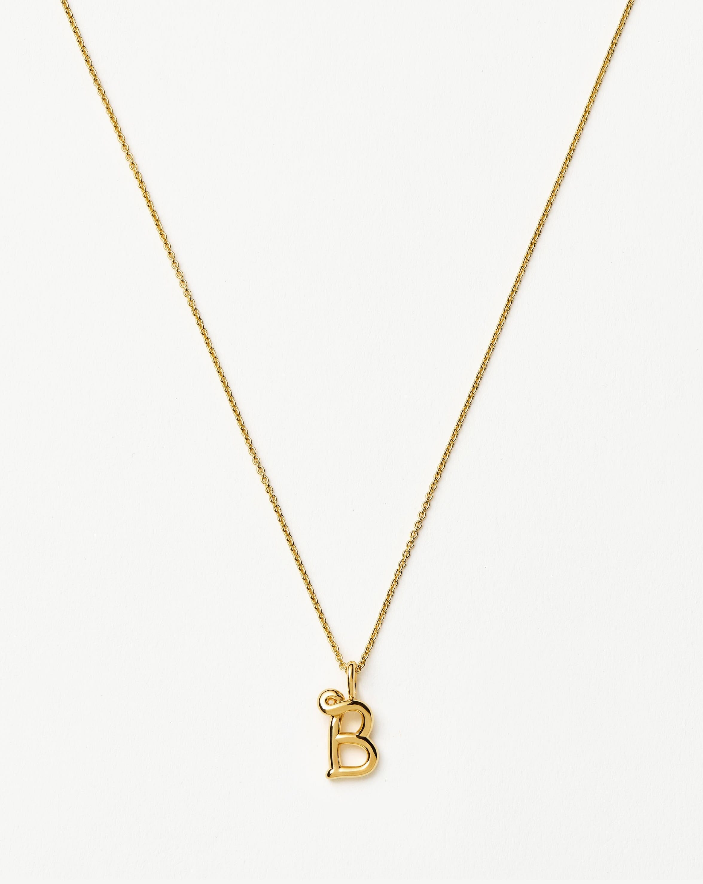 Mini Initial Necklace in 18k Gold Vermeil | Curly Molten