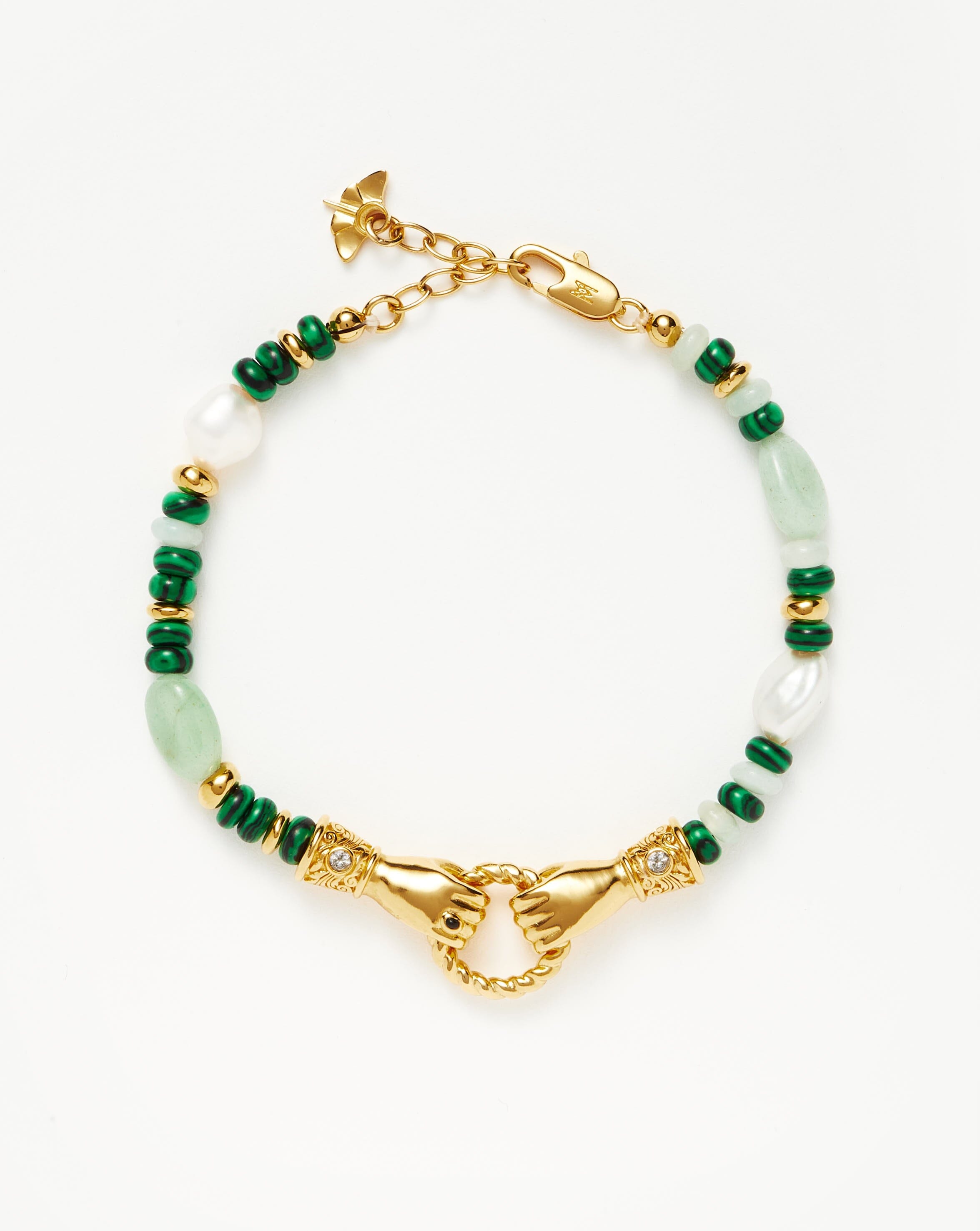 Beaded Gemstone Bracelet with 18k Gold Plating & Freshwater Pearls | Harris Reed