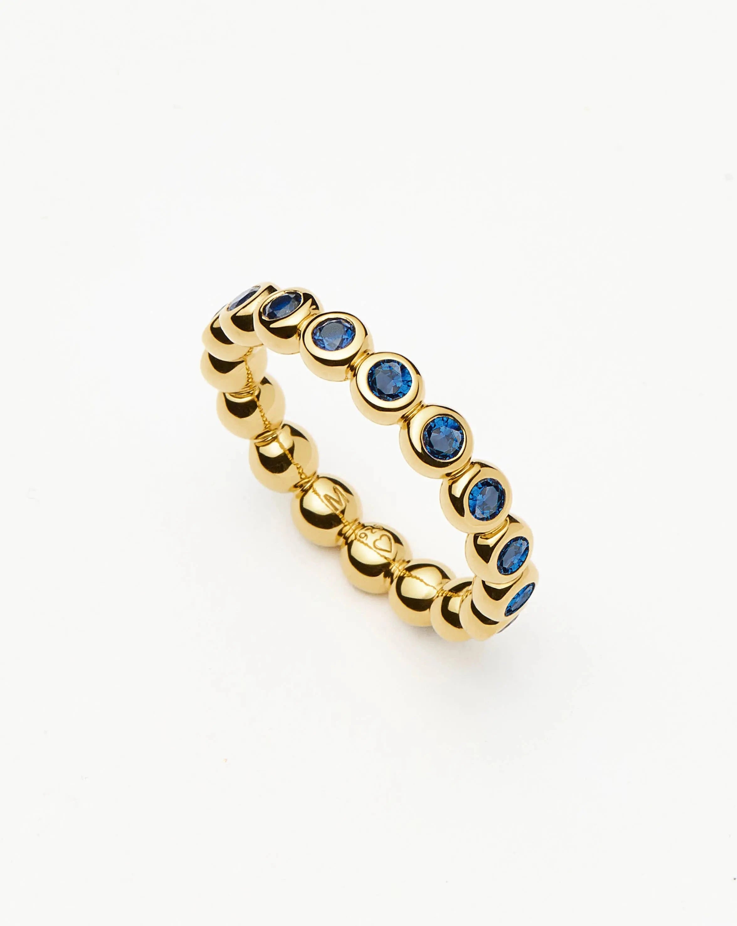 Sapphire Blue Tennis Eternity Stacking Ring | 18k Gold Vermeil & Nano-crystal
