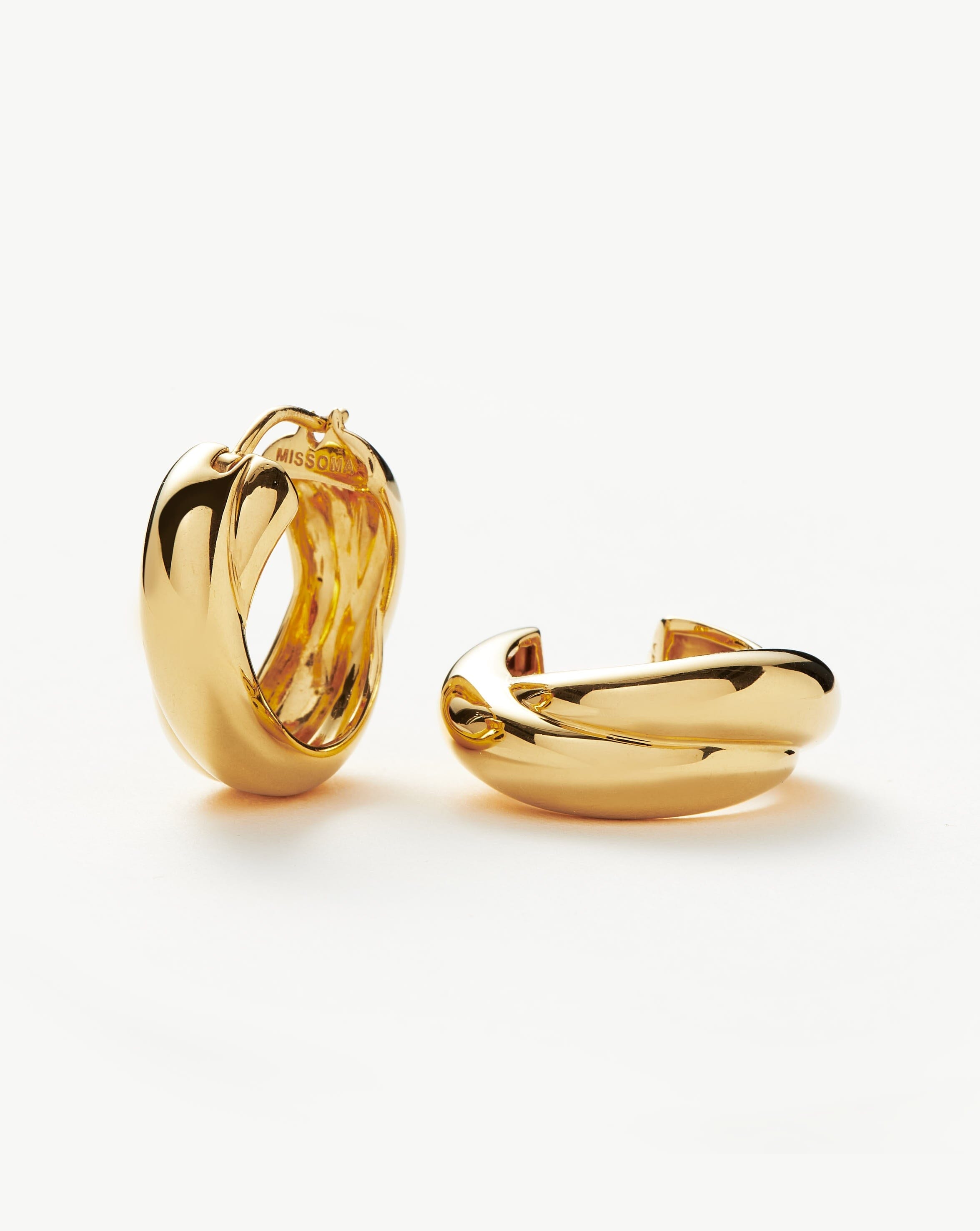 Chunky Gold Hoop Earrings with Crossover Design | Lucy Williams
