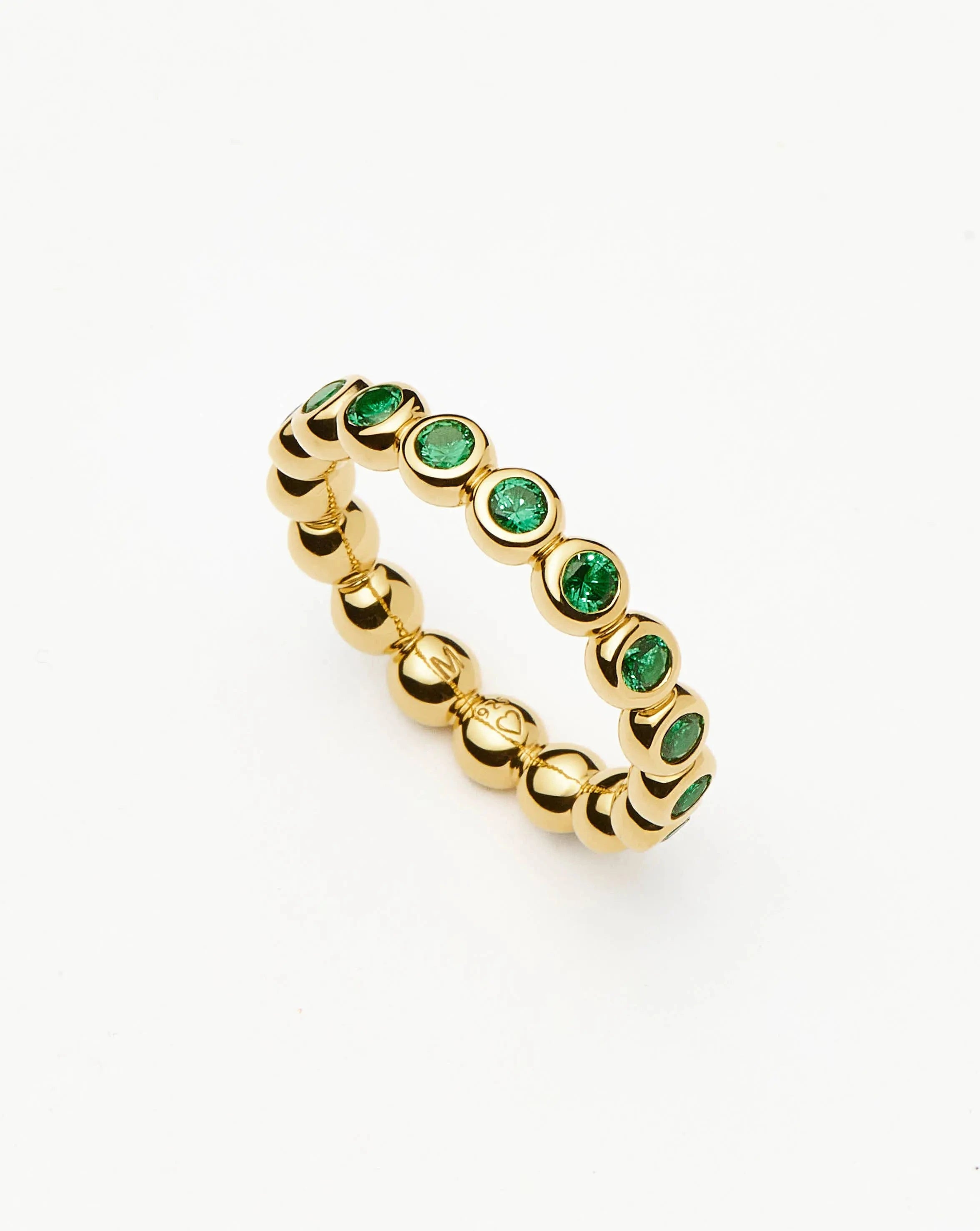 Emerald Green Tennis Eternity Stacking Ring | 18k Gold Vermeil