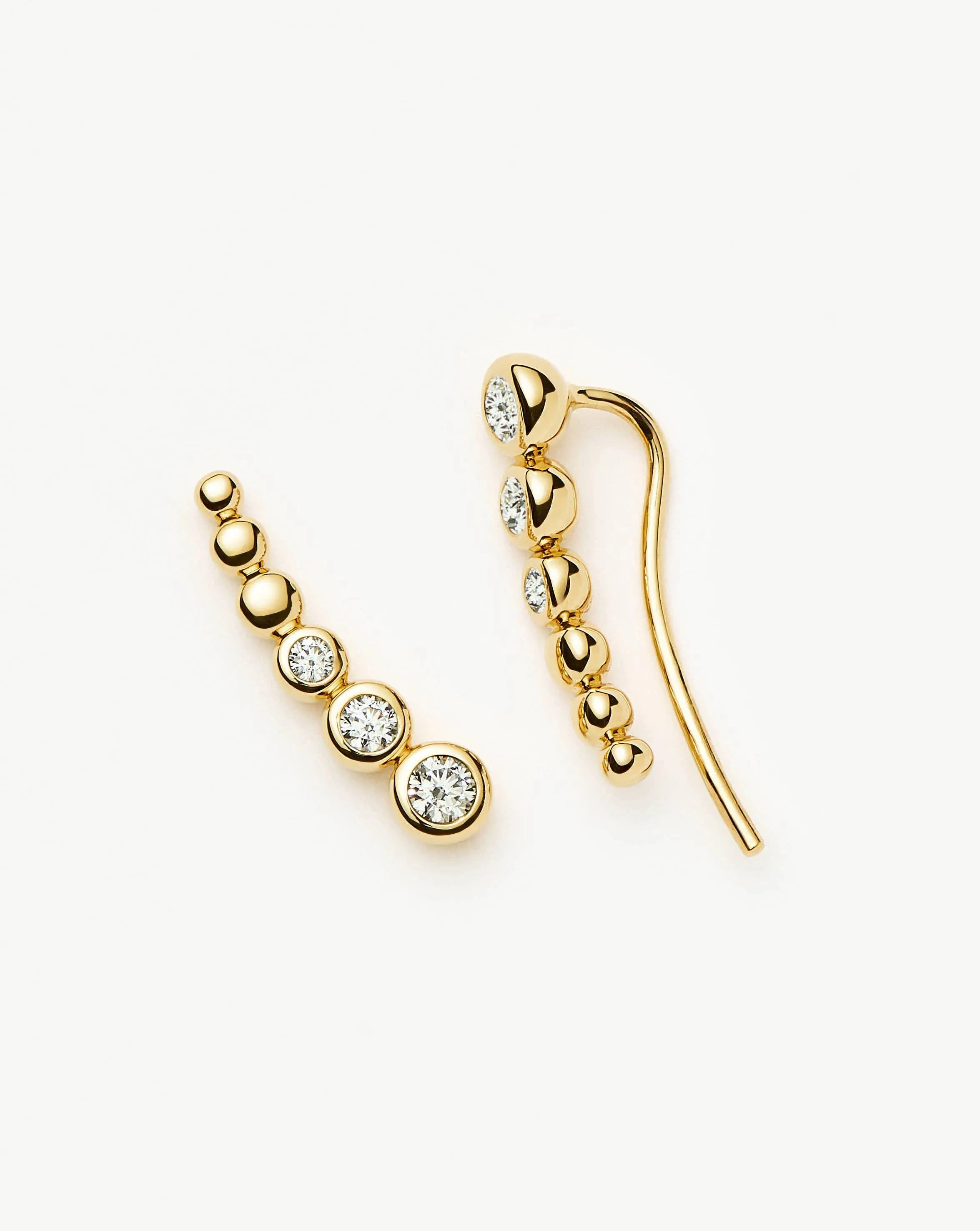 18k Gold Vermeil Tennis Climber Earrings with Cubic Zirconia | GU-G-E21