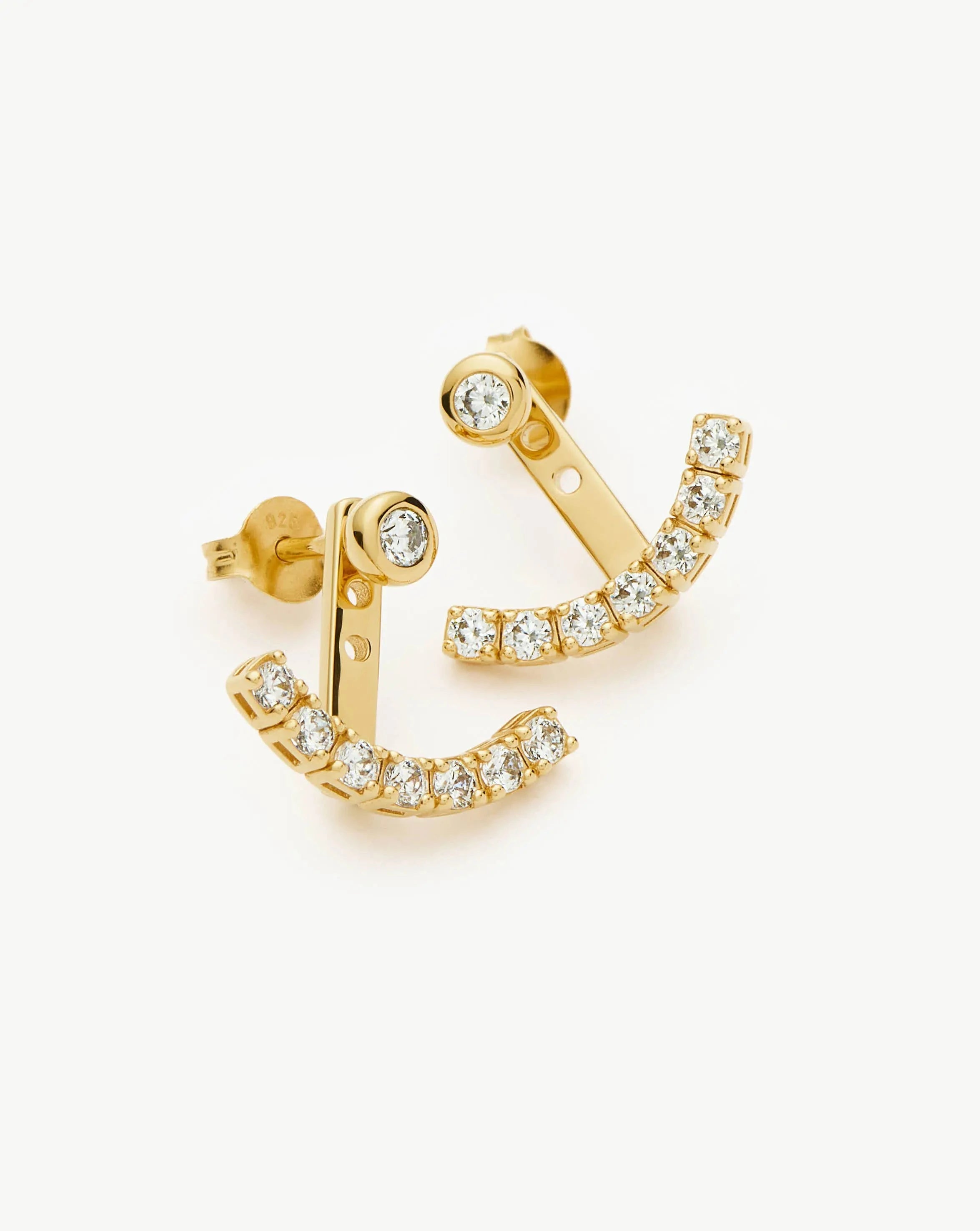 Adjustable Tennis Jacket Stud Earrings in 18k Gold Vermeil | Cubic Zirconia